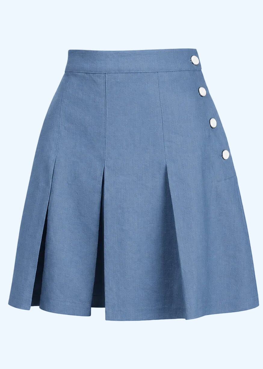 1930'er Plisserede Shorts - Aqua kortærmet skjorte House of Foxy