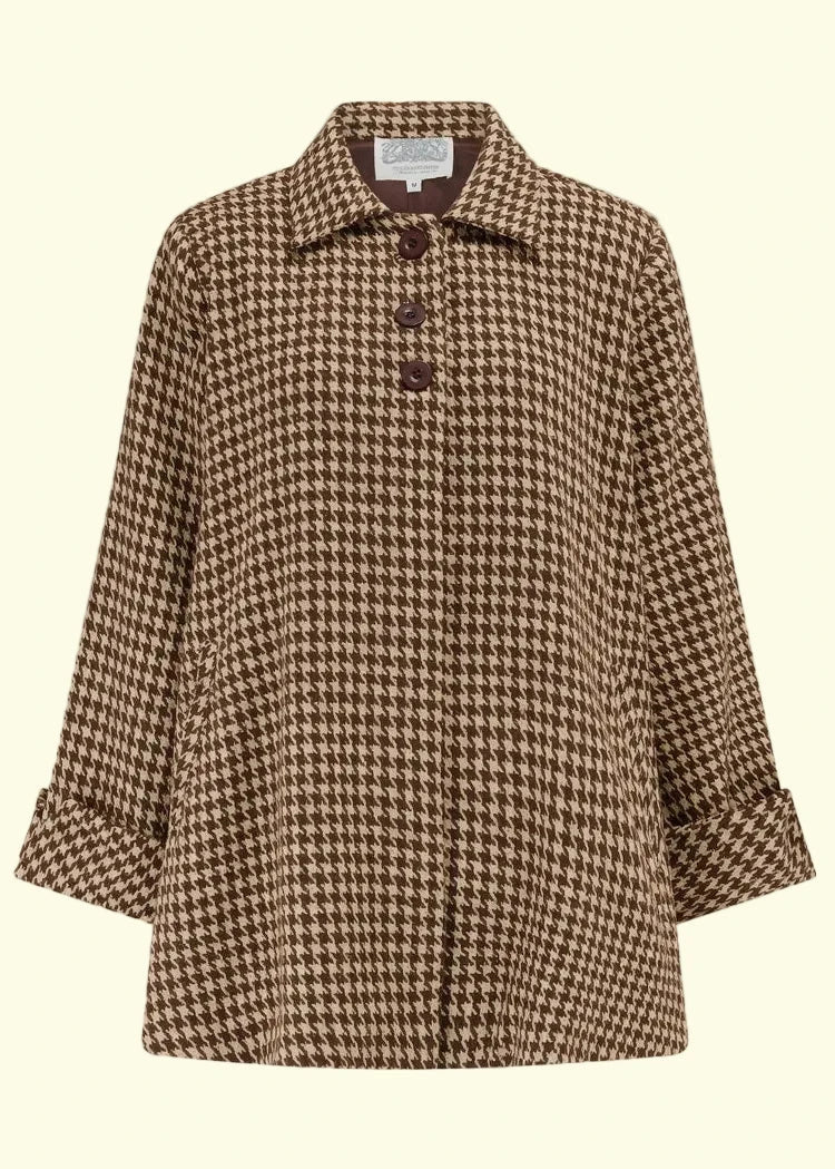 1940'er swing jakke i uld - brun pepitetern jakke Seamstress Of Bloomsbury