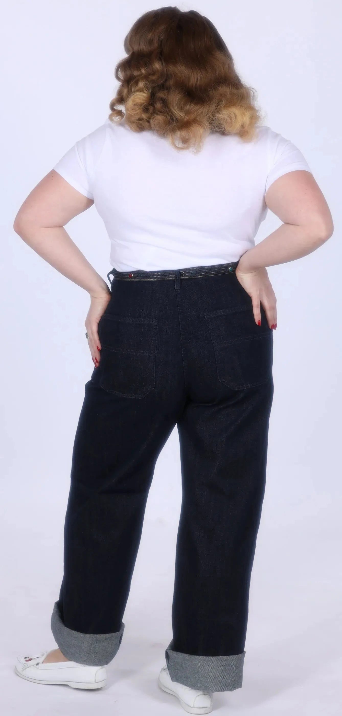 1940's button jeans i mørkeblå denim jeans Freddies Of Pinewood