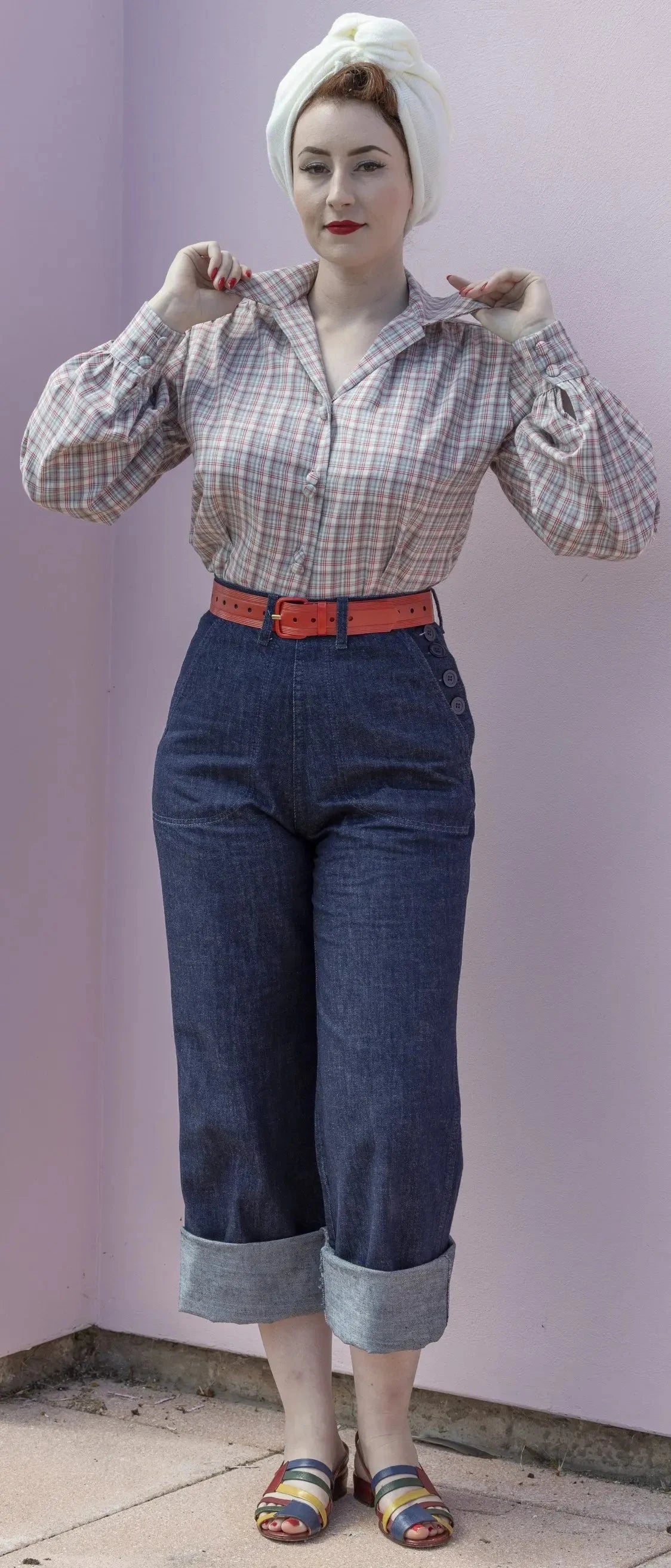 1940's button jeans i mørkeblå denim jeans Freddies Of Pinewood