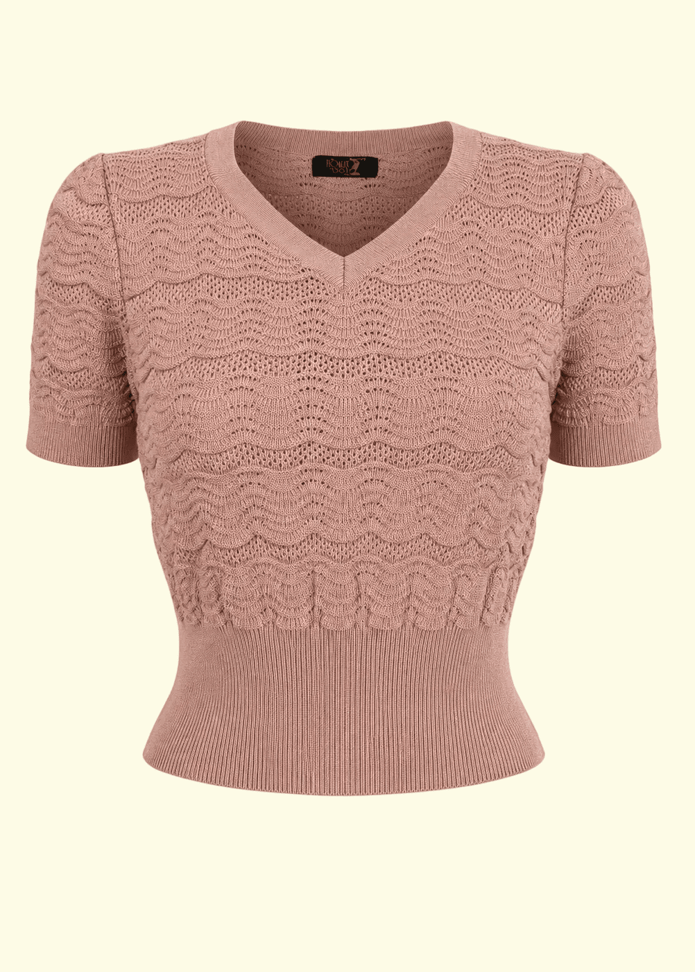 1940s Sweetheart Sweater - Sesame strik top House of Foxy