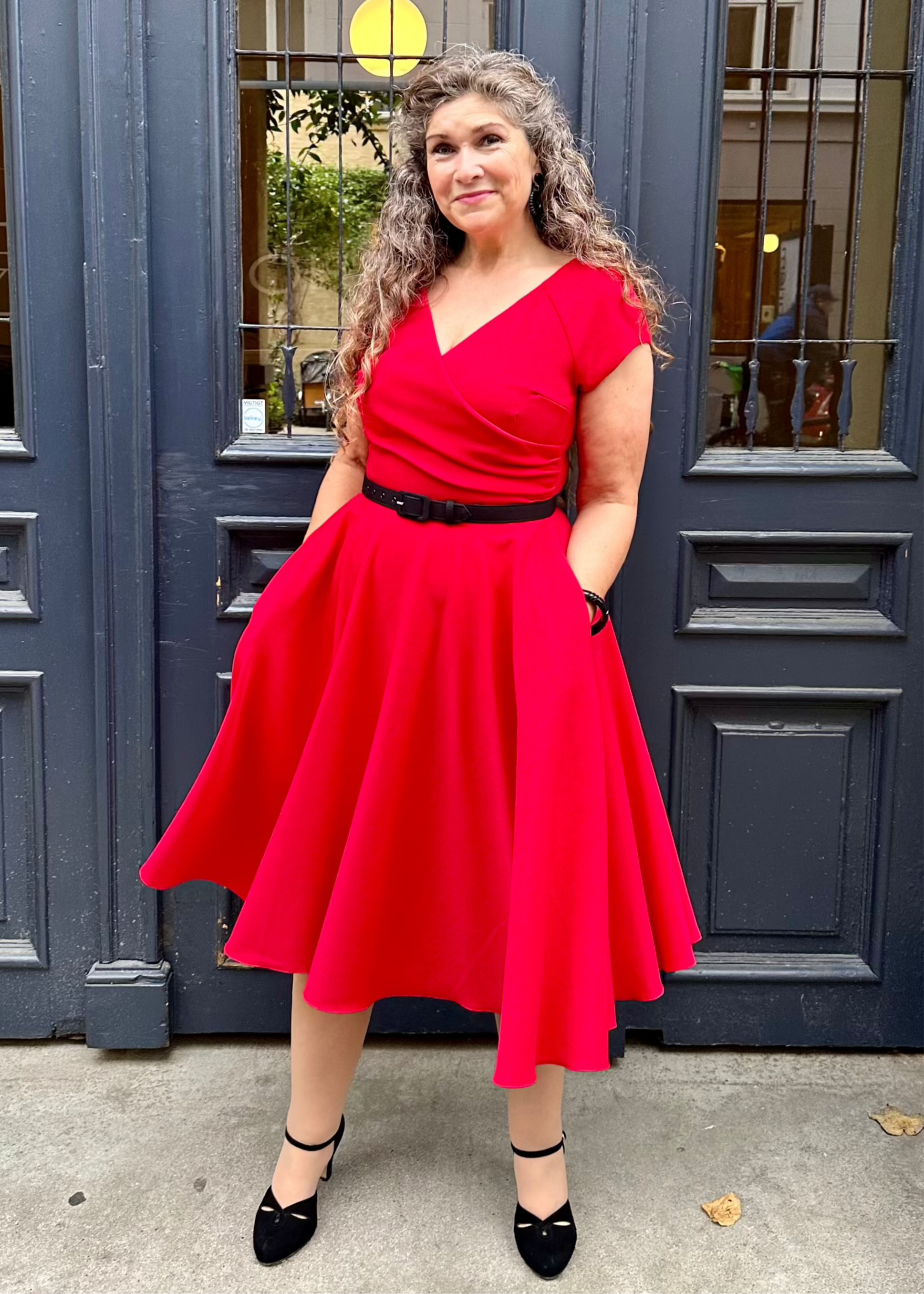 50er Hourglass swing dress in red
