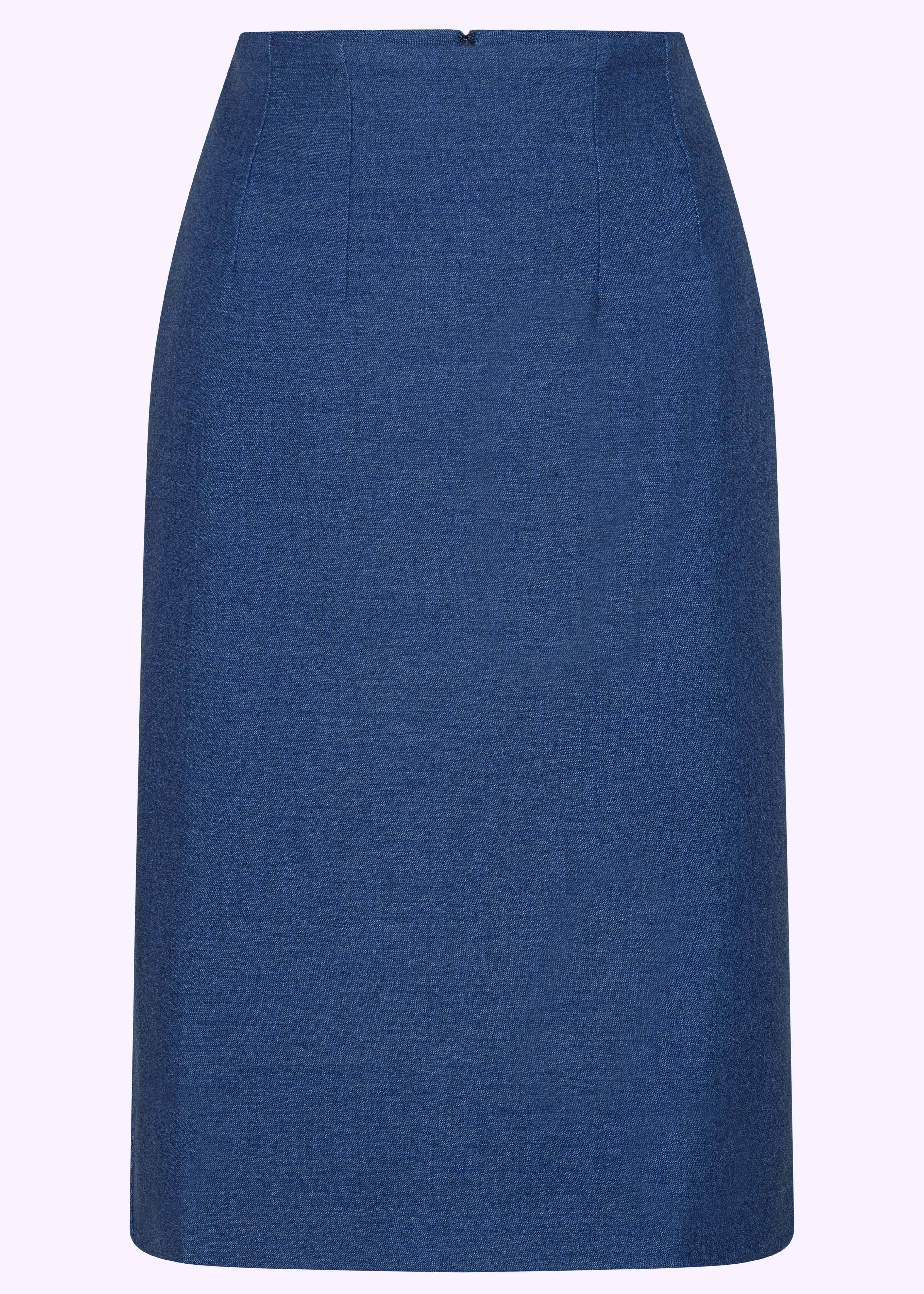 1950'er stils pencilnederdel i blå denim-look pencil nederdel Daisy Dapper