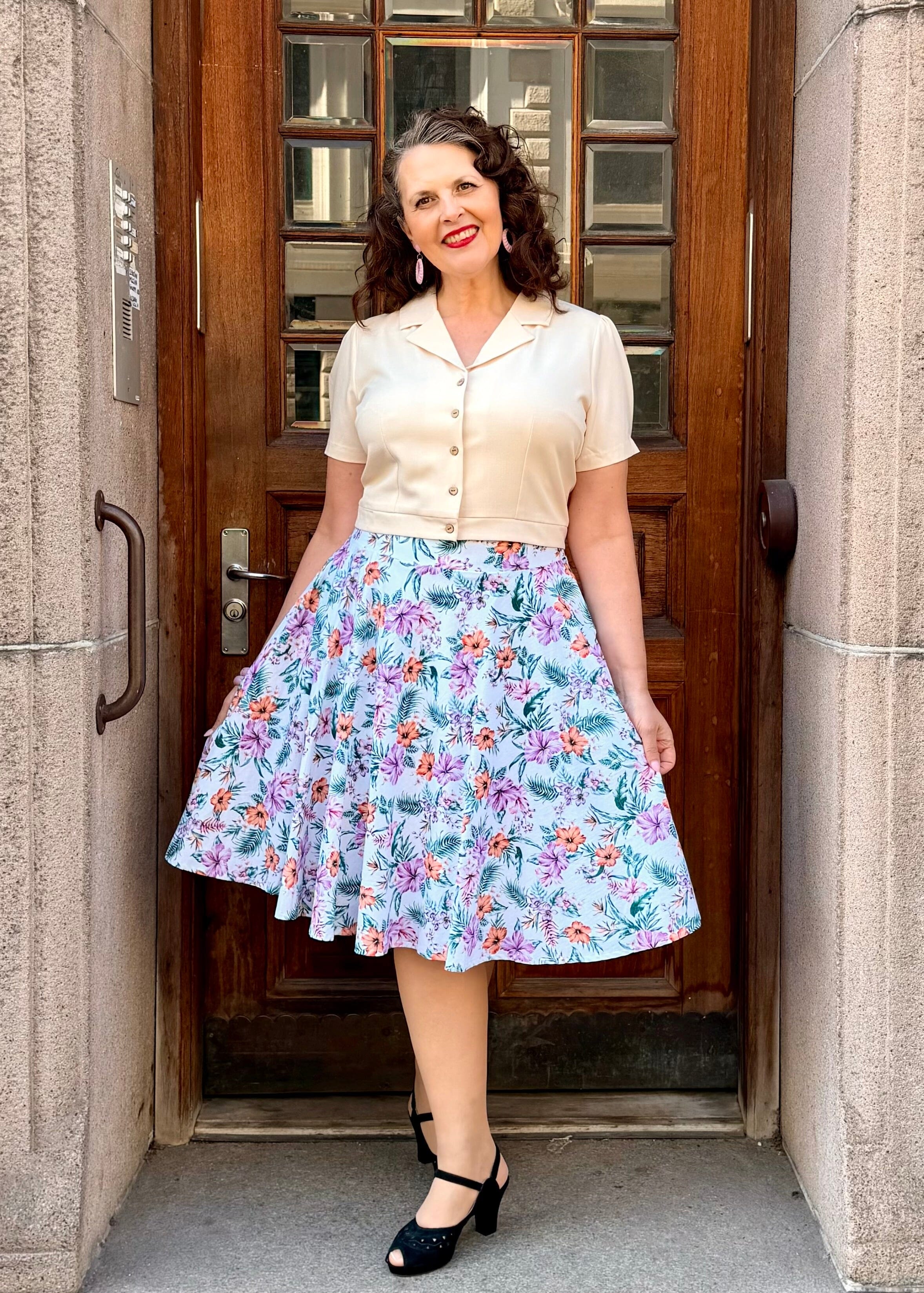1950'er stils swingnederdel - hawaii print swing nederdel Daisy Dapper