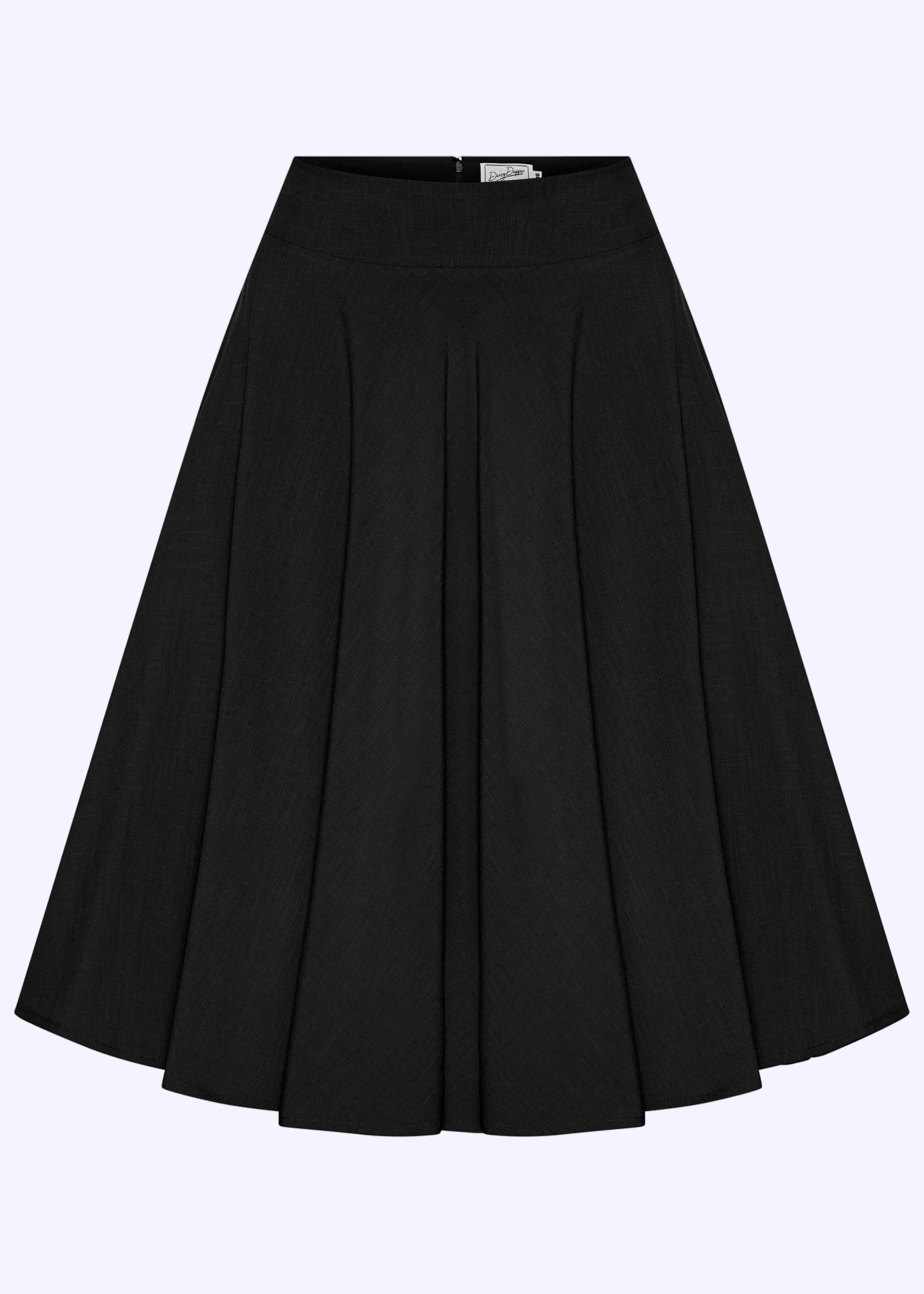 1950'er stils swingnederdel i linen - sort swing nederdel Daisy Dapper