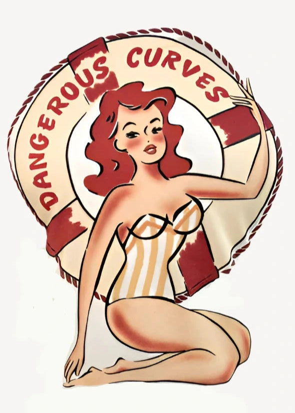 1950'er stils T-shirt "Dangerous curves' i off-white t-shirt Mischief Made