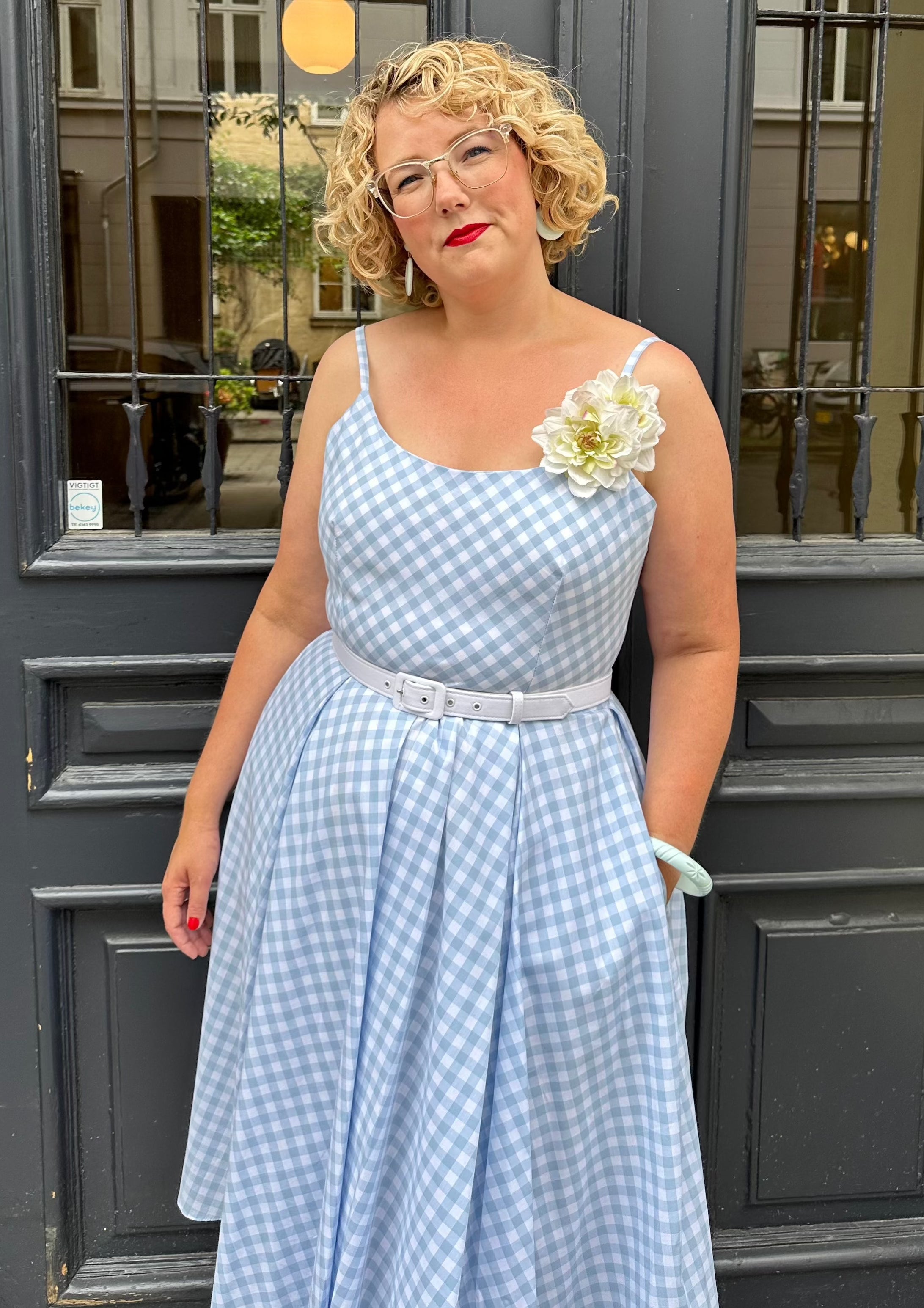 Priscilla swing dress - blue gingham checks
