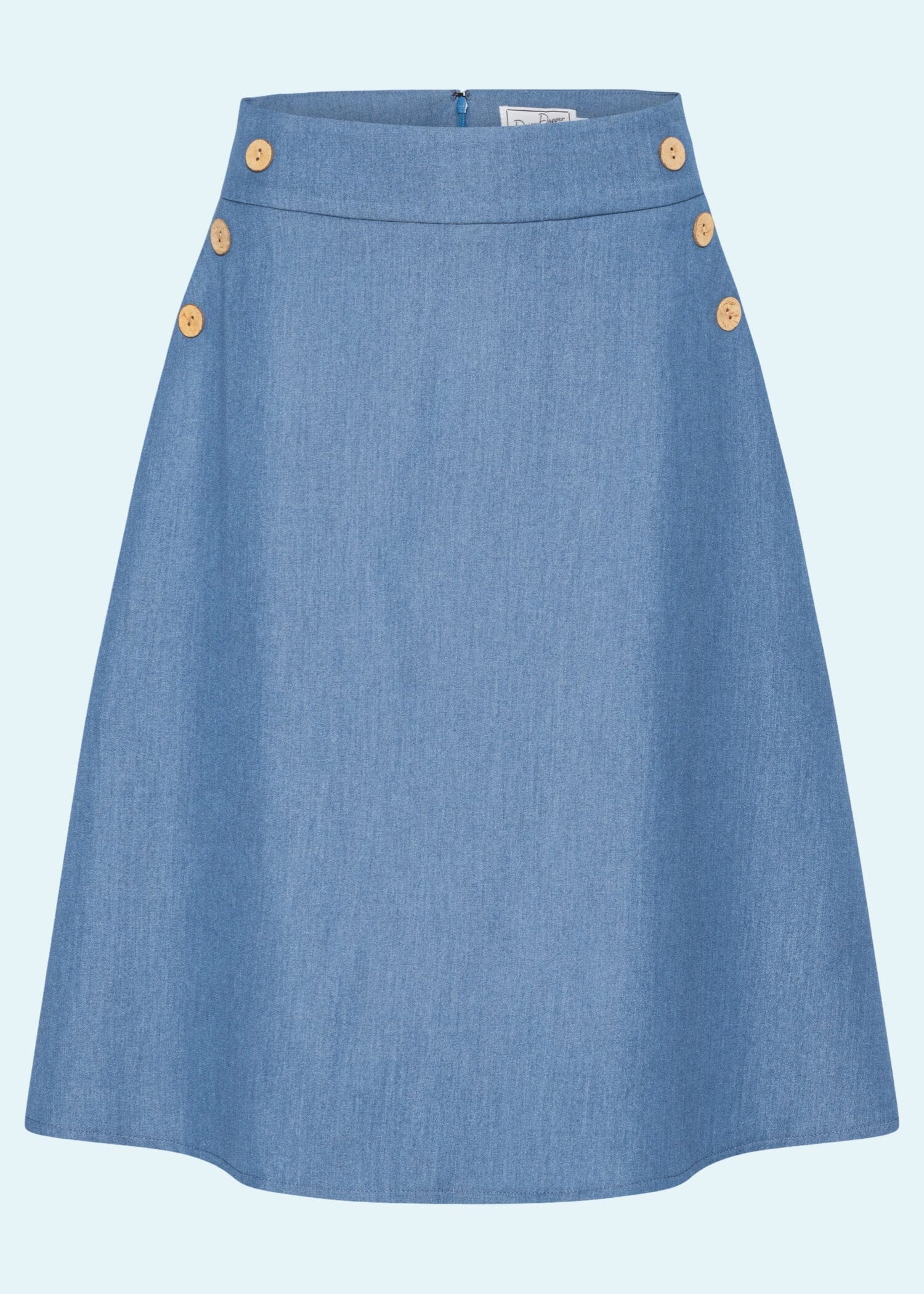 A-line nederdel med knapper i denimblå aline nederdel Daisy Dapper