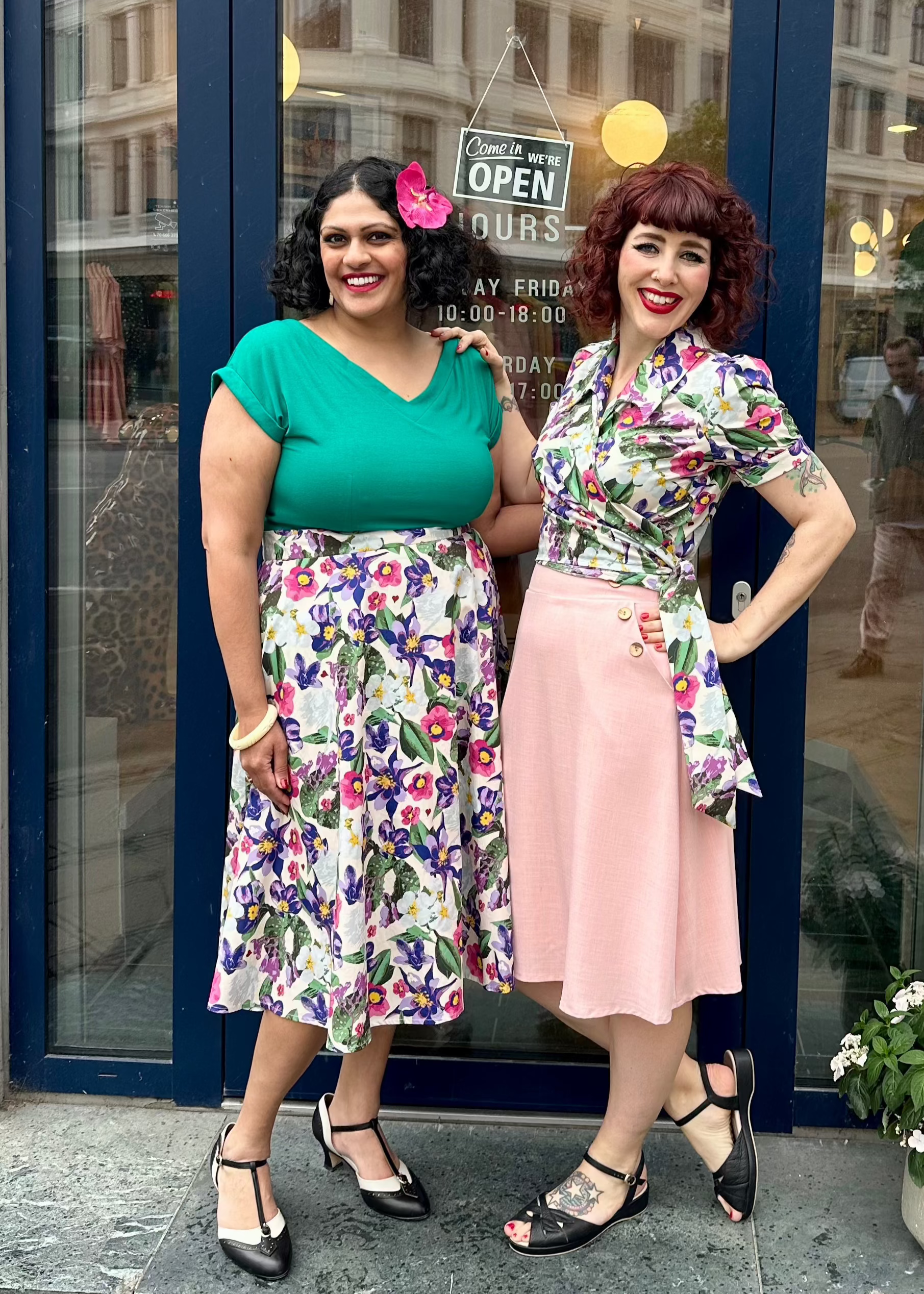 A-line nederdel med knapper i lys rosa aline nederdel Daisy Dapper