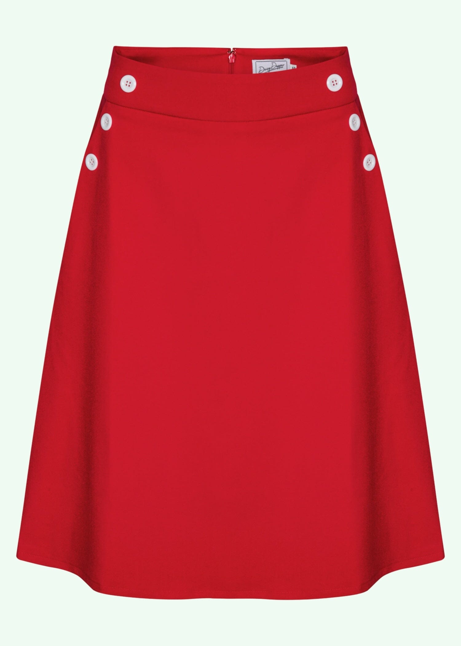 A-line nederdel med knapper i rød aline nederdel Daisy Dapper
