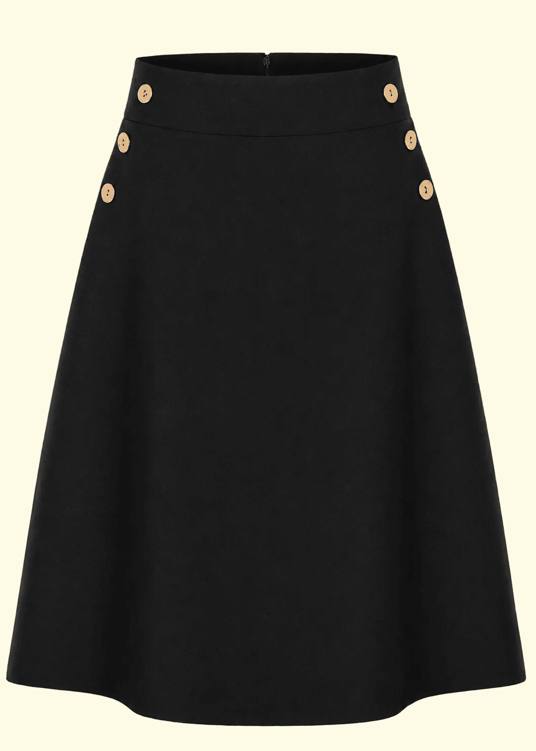 A-line nederdel med knapper - sort linen look aline nederdel Daisy Dapper