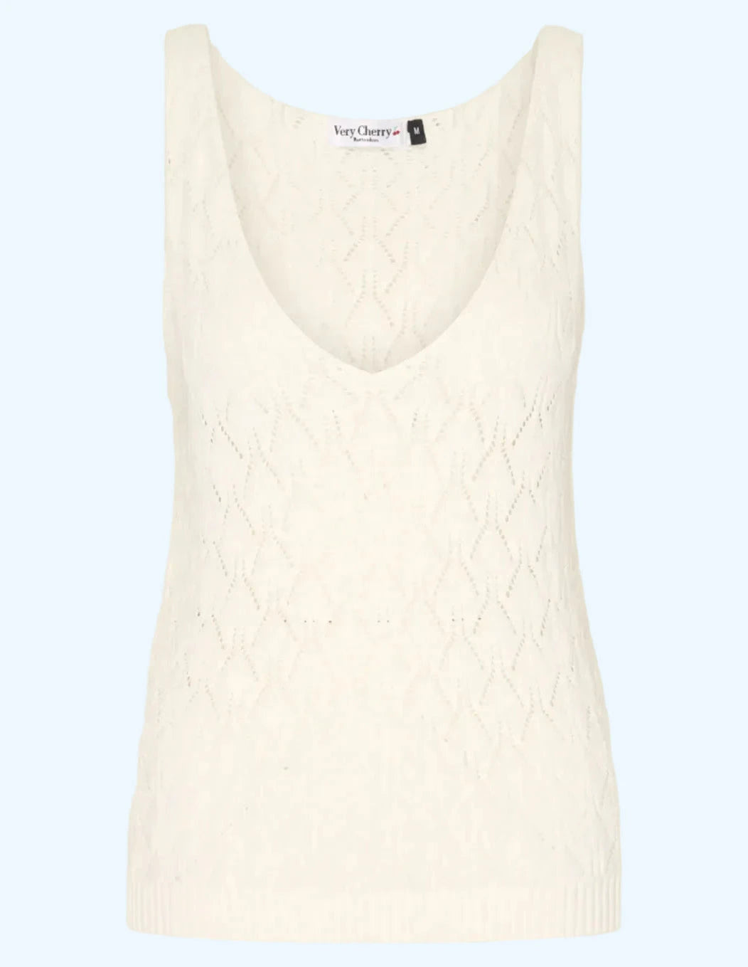 Bella Strik Top - Ecru kortærmet skjorte Very Cherry