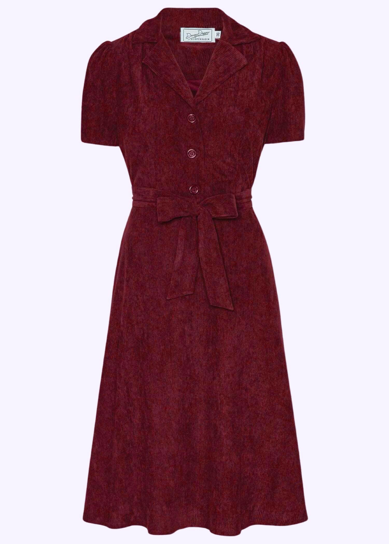 Betty skjortekjole i bordeaux fløjl Kjoler Daisy Dapper