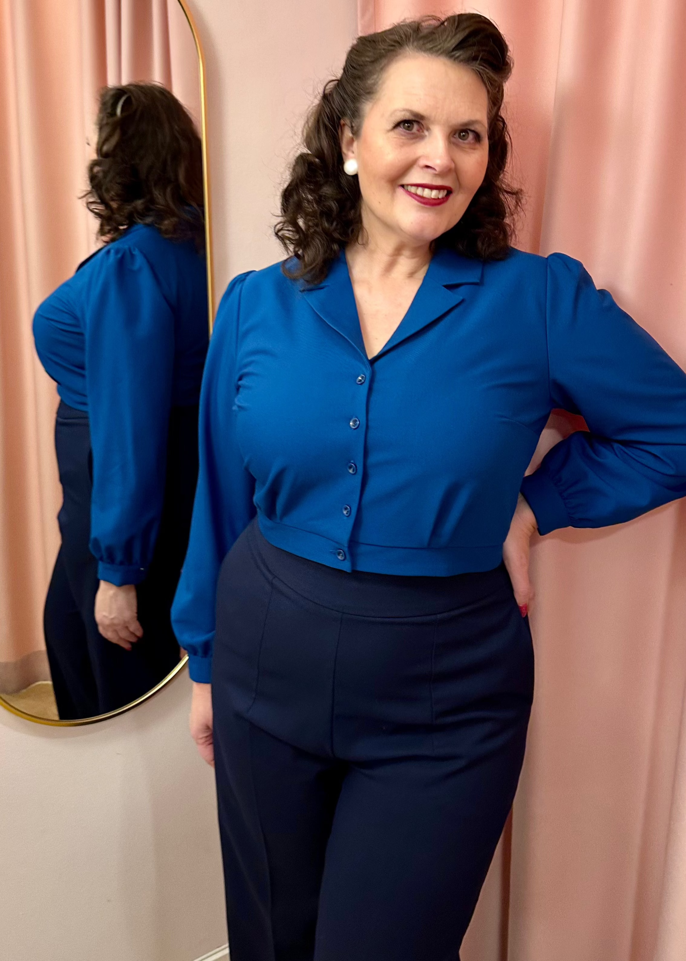 Billie højtaljede bukser i navy blå bukser Daisy Dapper