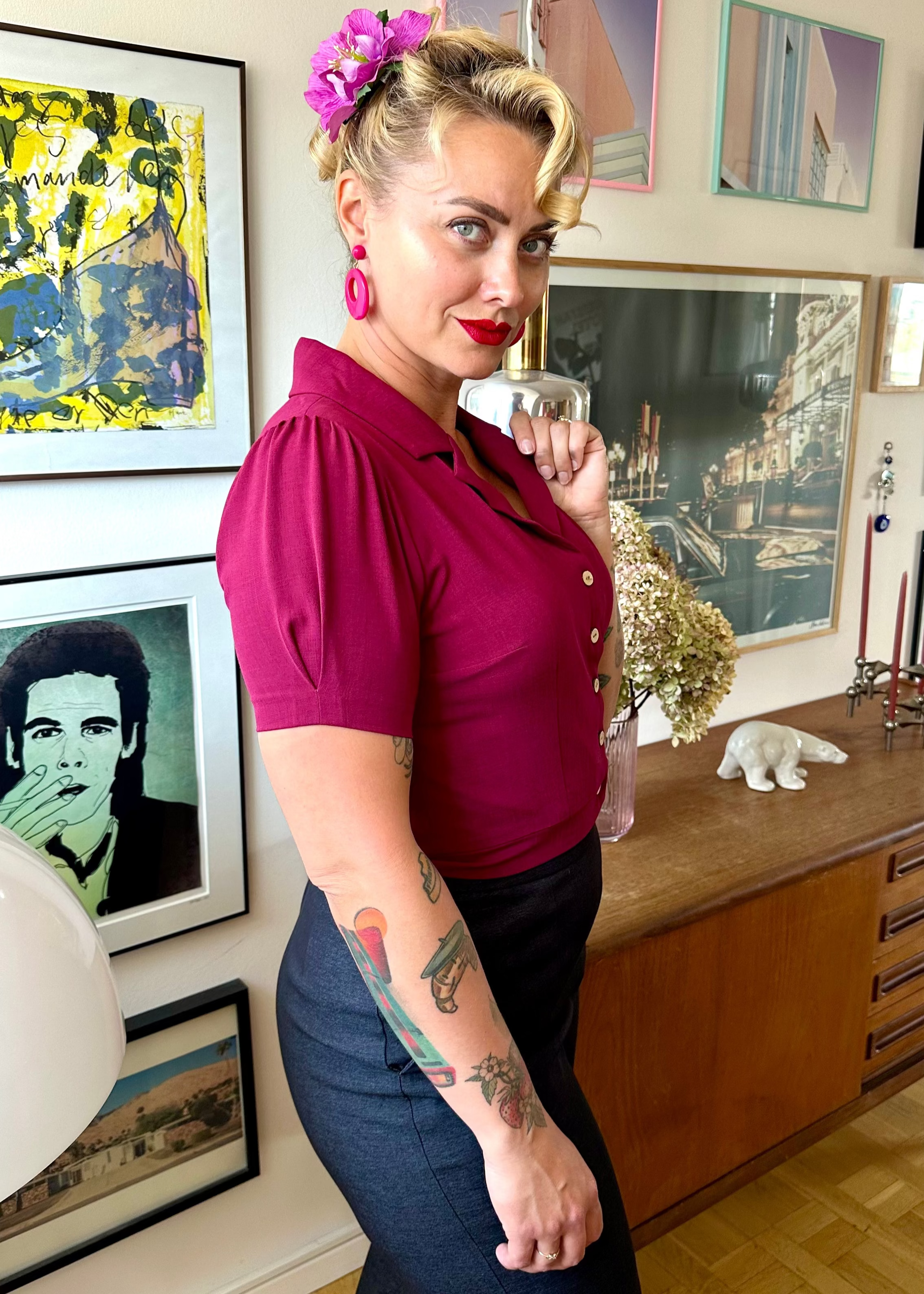 Billie højtaljede bukser i sort 'denim' bukser Daisy Dapper