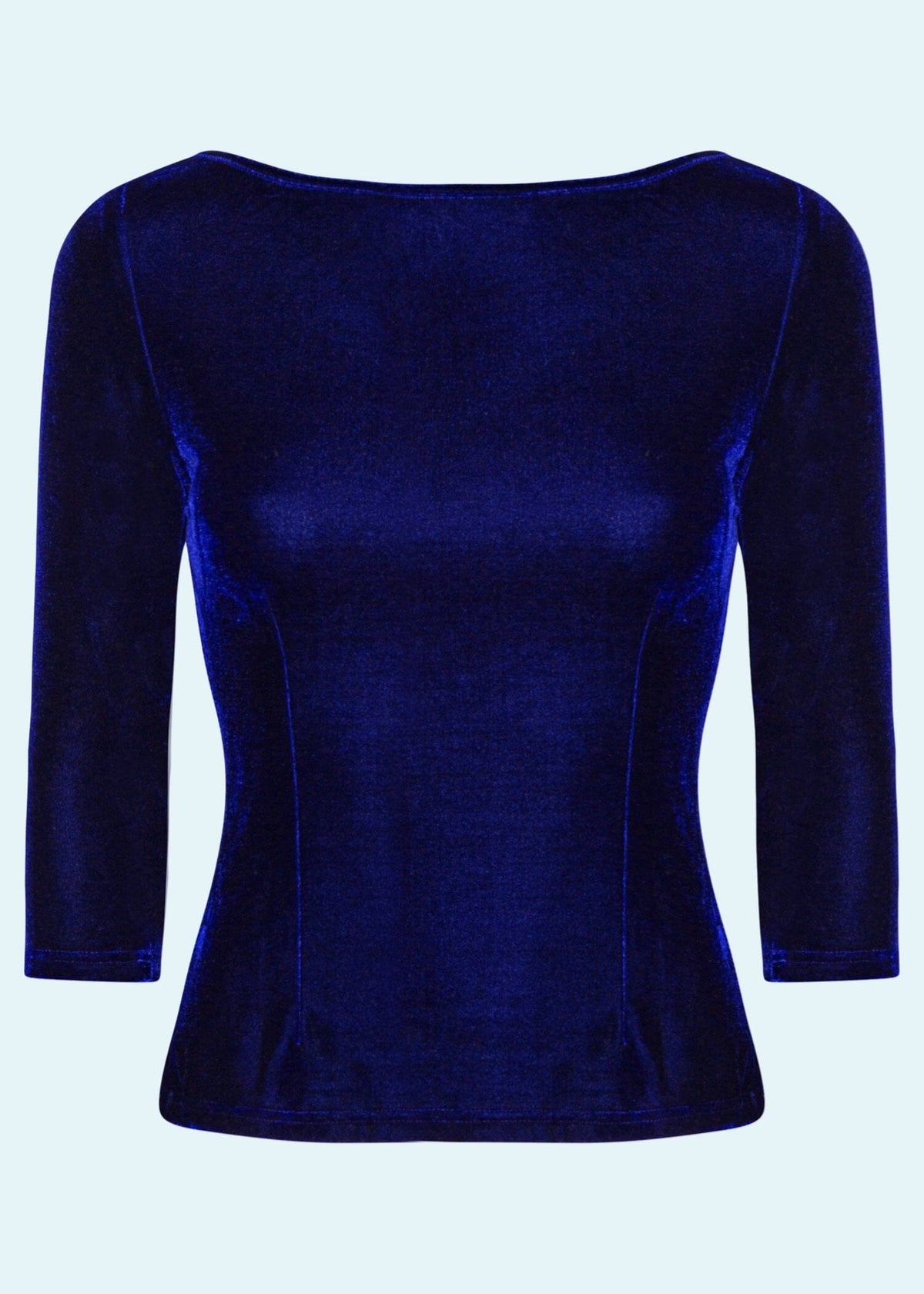 Boatneck reversible top in navy velvet from Daisy Dapper