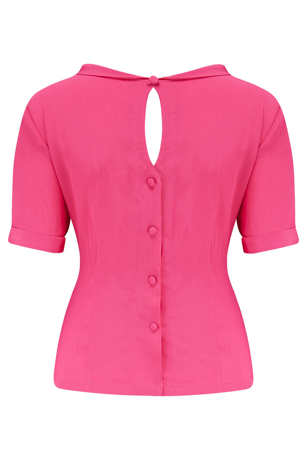 Cindy kortærmet skjortebluse med sløjfe i pink tøj Seamstress Of Bloomsbury