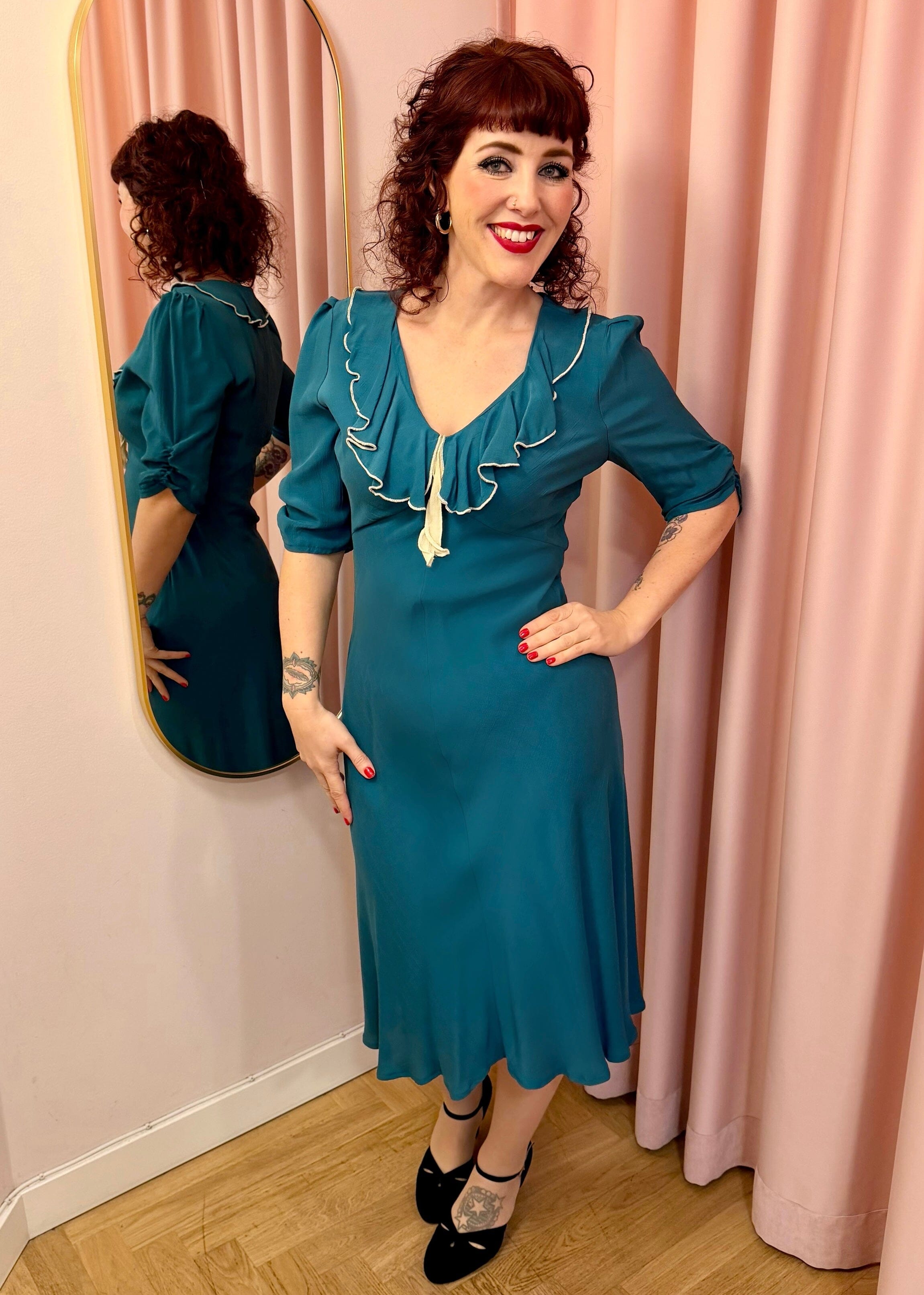 Cora bias-cut 1930'er kjole - teal aline kjole House of Foxy
