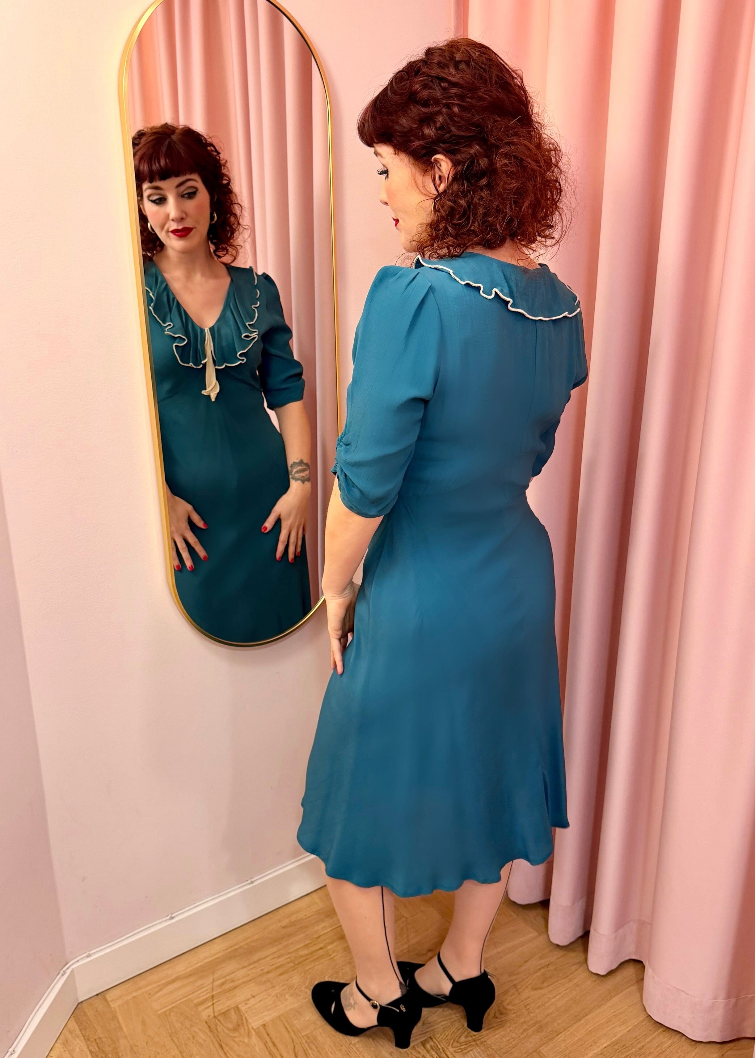 Cora bias-cut 1930'er kjole - teal aline kjole House of Foxy