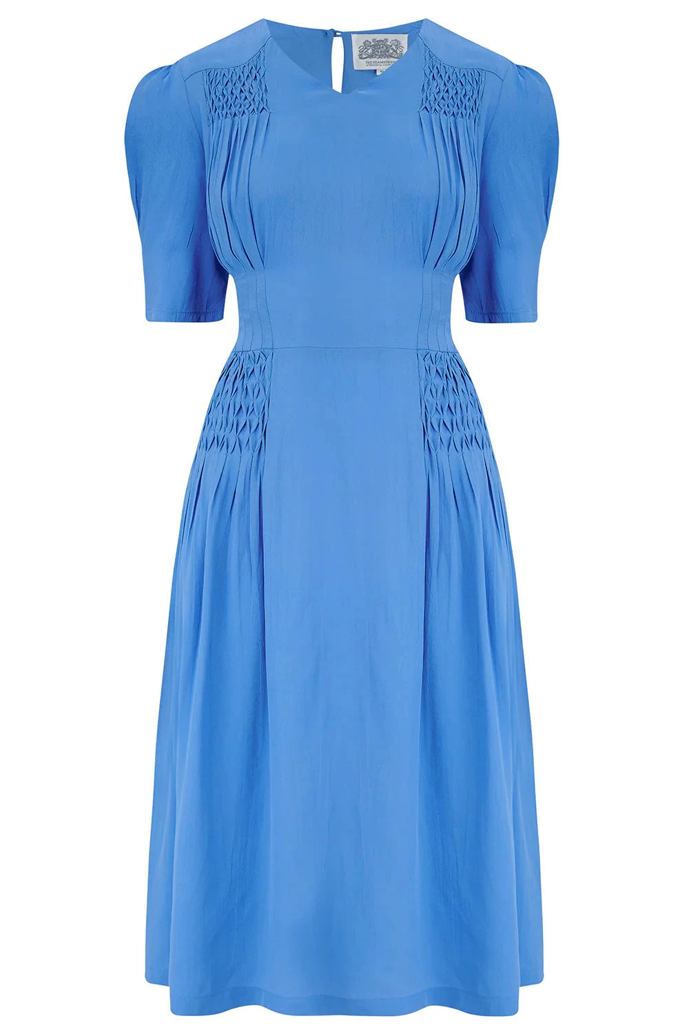 Daisy Dress med smock i palace blue aline kjole Seamstress Of Bloomsbury