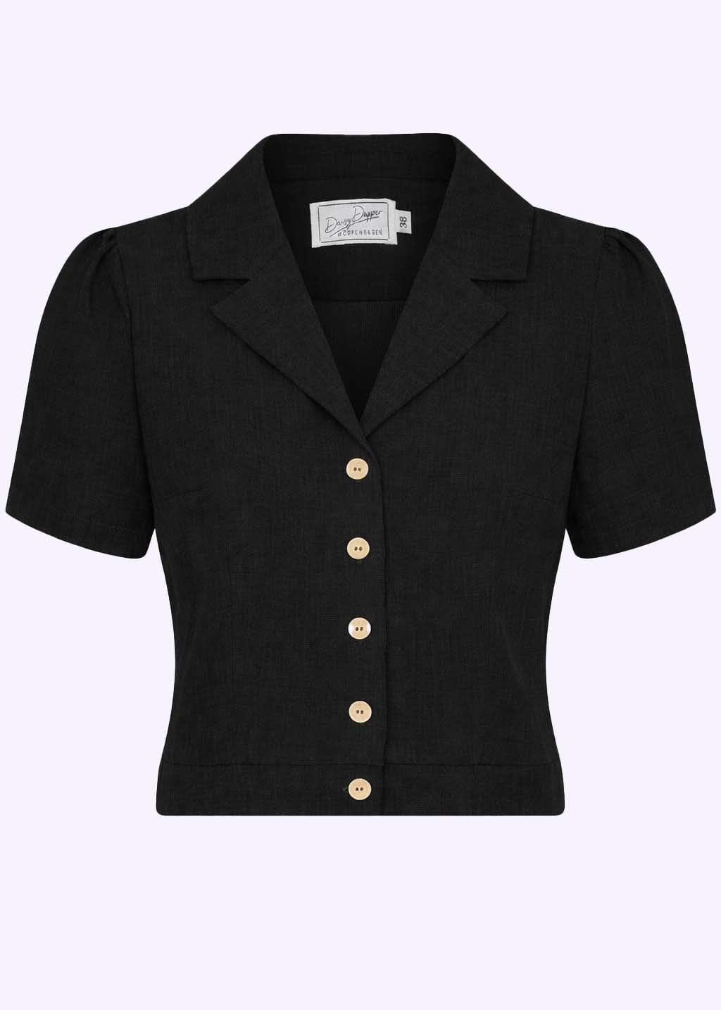Daisy kortærmet skjorte - sort linen kortærmet skjorte Daisy Dapper