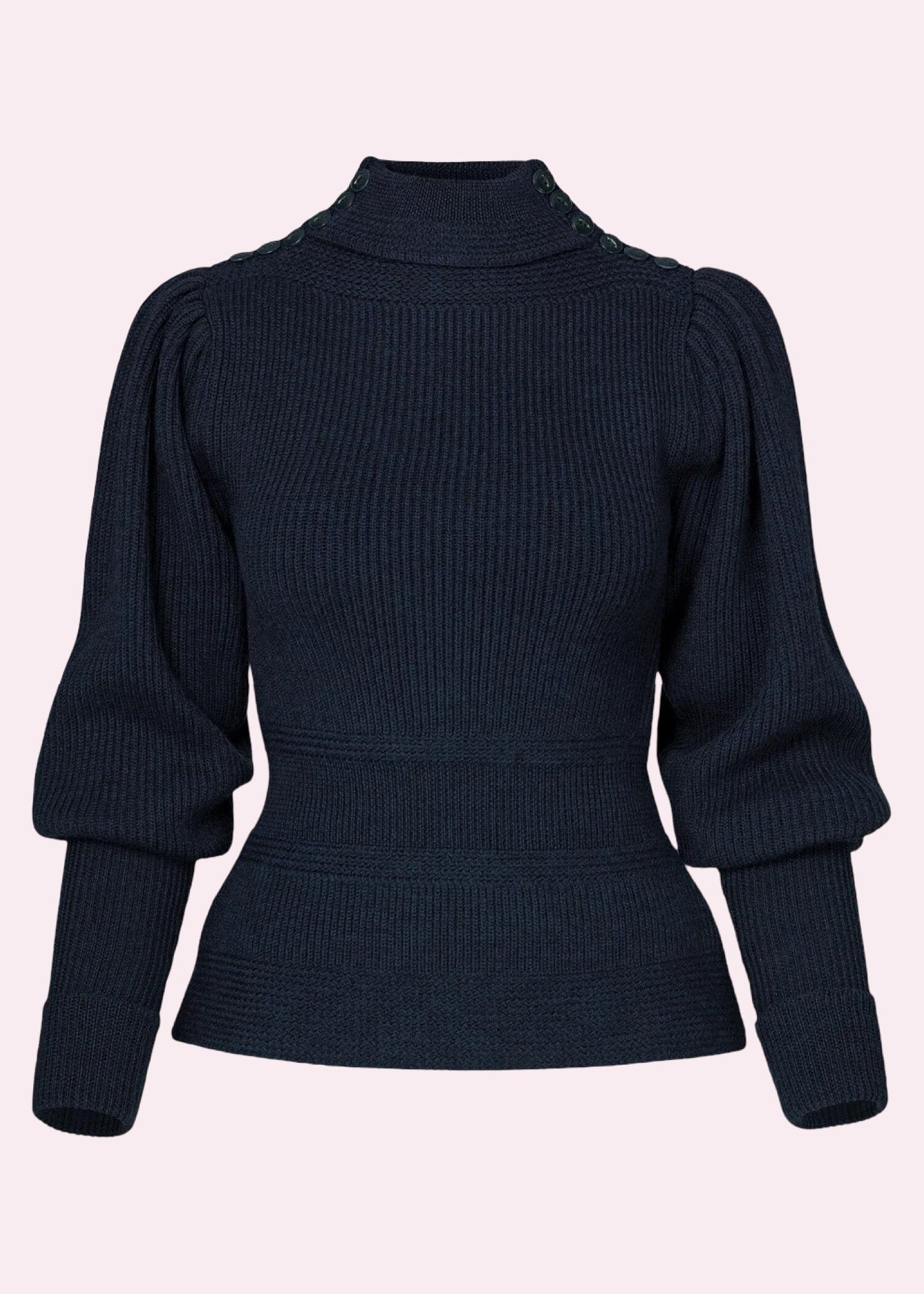 Edwardian Cycling Sweater i navy merinould bluse Emmy Design