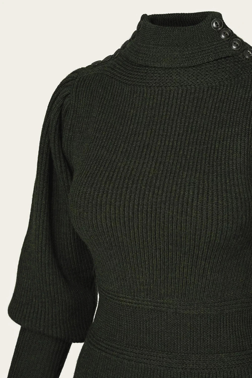 Edwardian Cycling Sweater i pine green melange merinould bluse Emmy Design