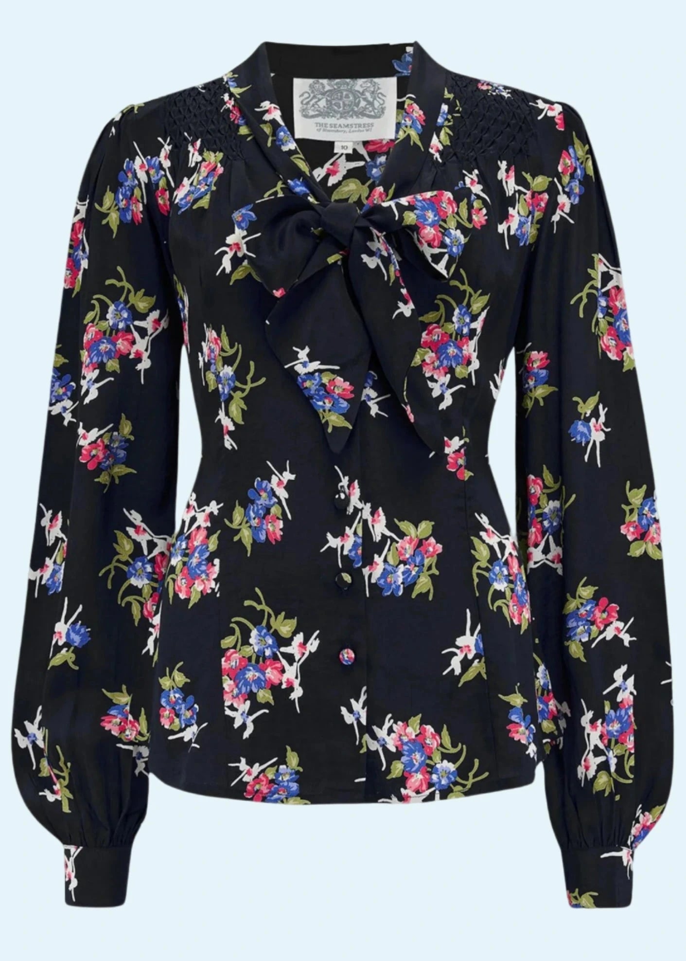 Eva - Langærmet skjorte i sort floral dancer langærmet skjorte Seamstress Of Bloomsbury