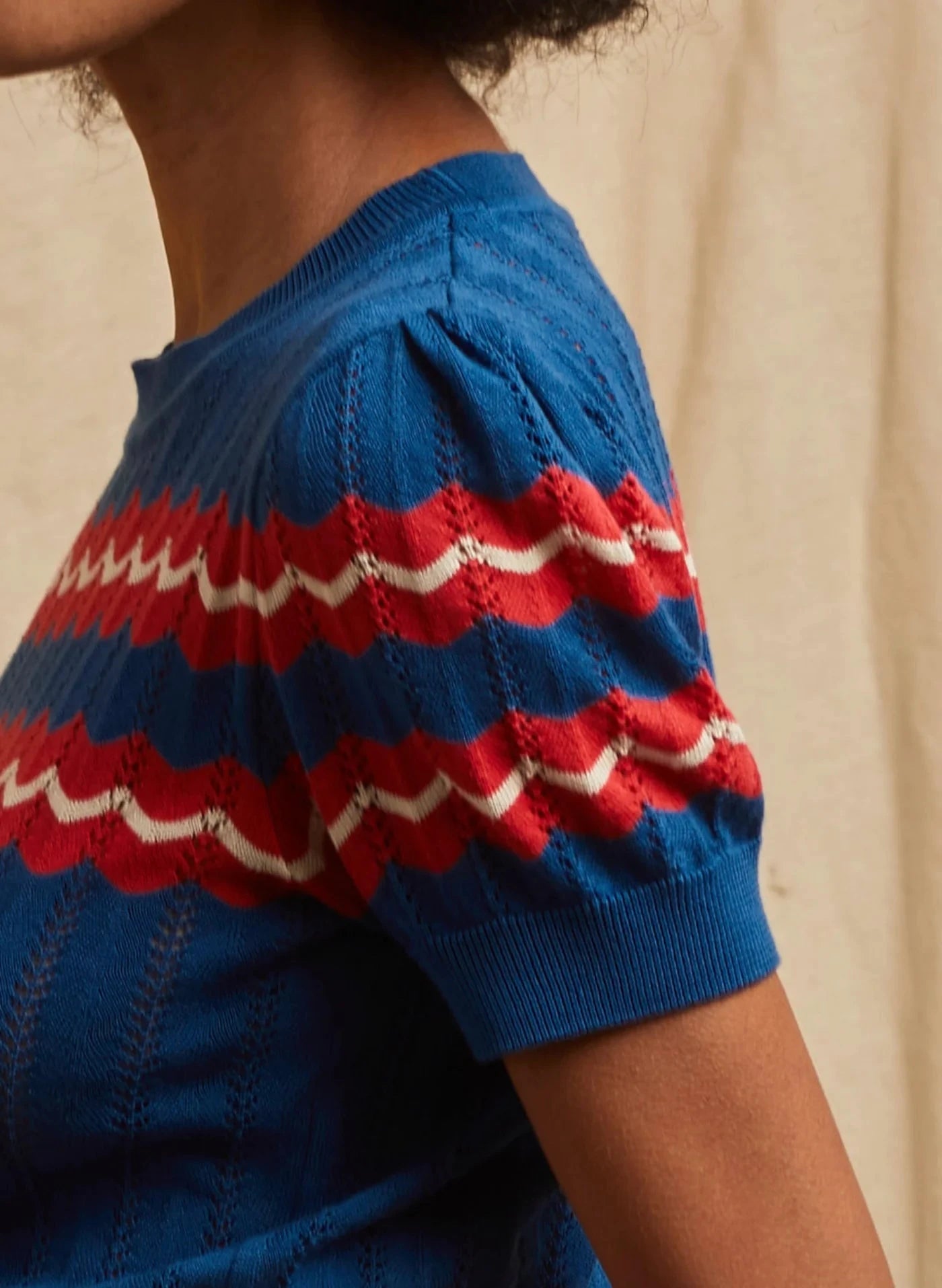 Eve Knitted Top – Blue Marbled Strik Palava