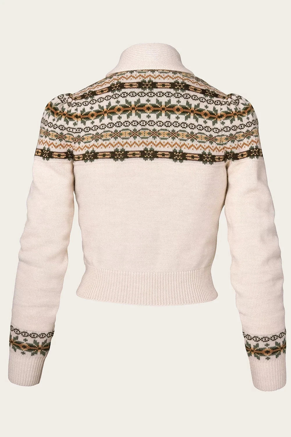 Fair Isle Knit Jacket i antikhvid melange Mondo Kaos