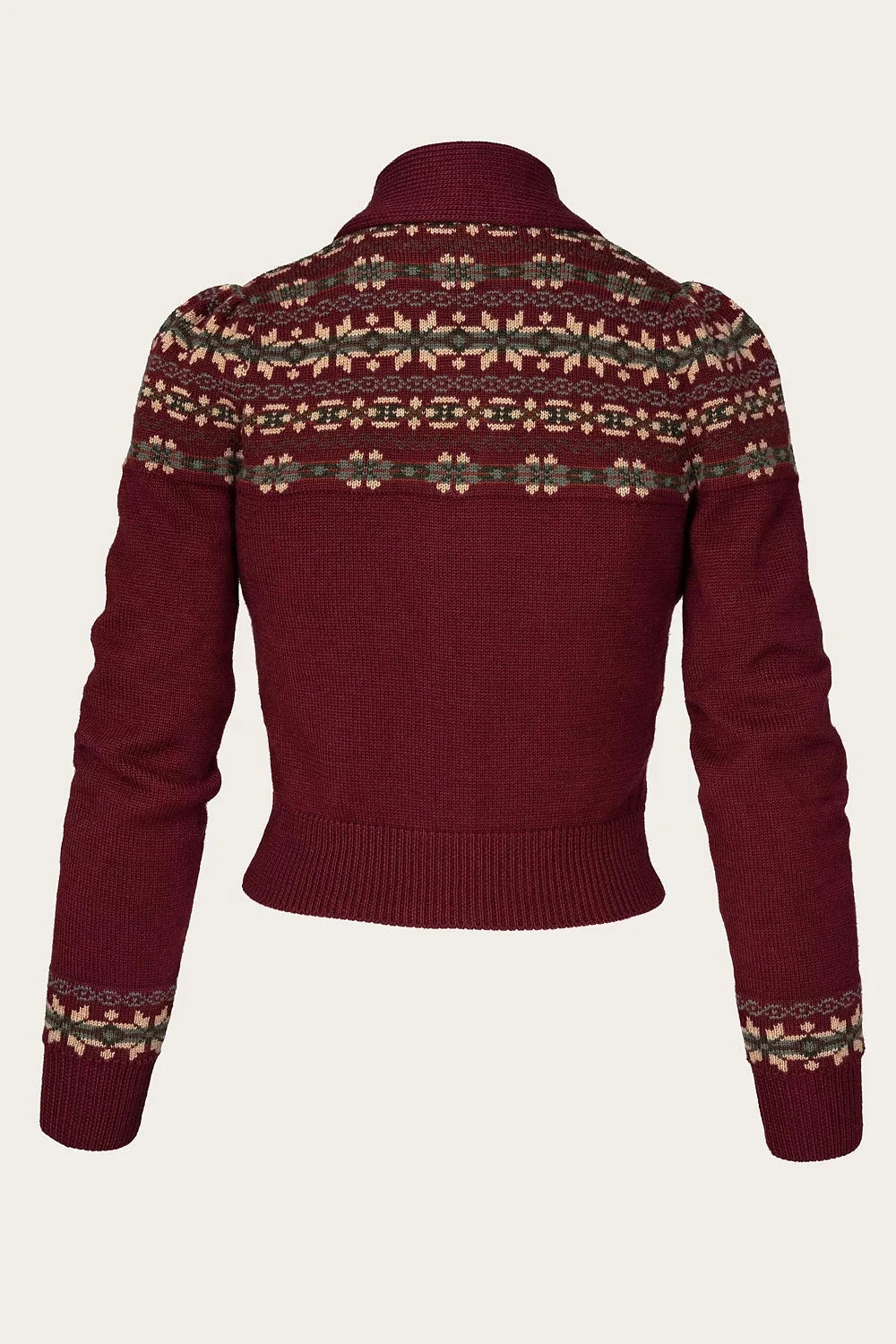 Fair Isle Knit Jacket i maroon melange Mondo Kaos