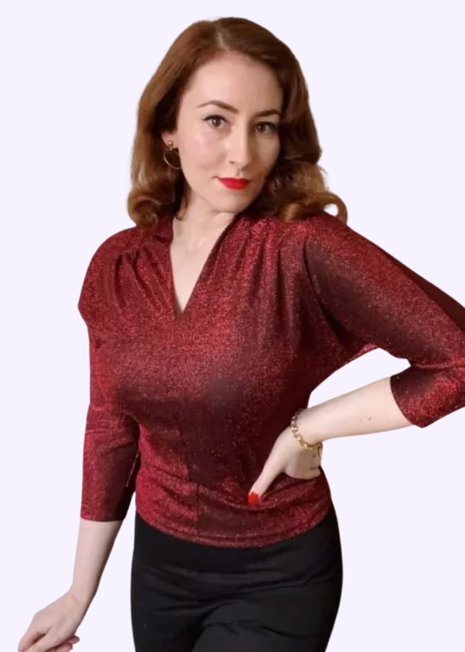 Freddies of Pinewood: Bon Bon Red Lurex bluse Freddies Of Pinewood