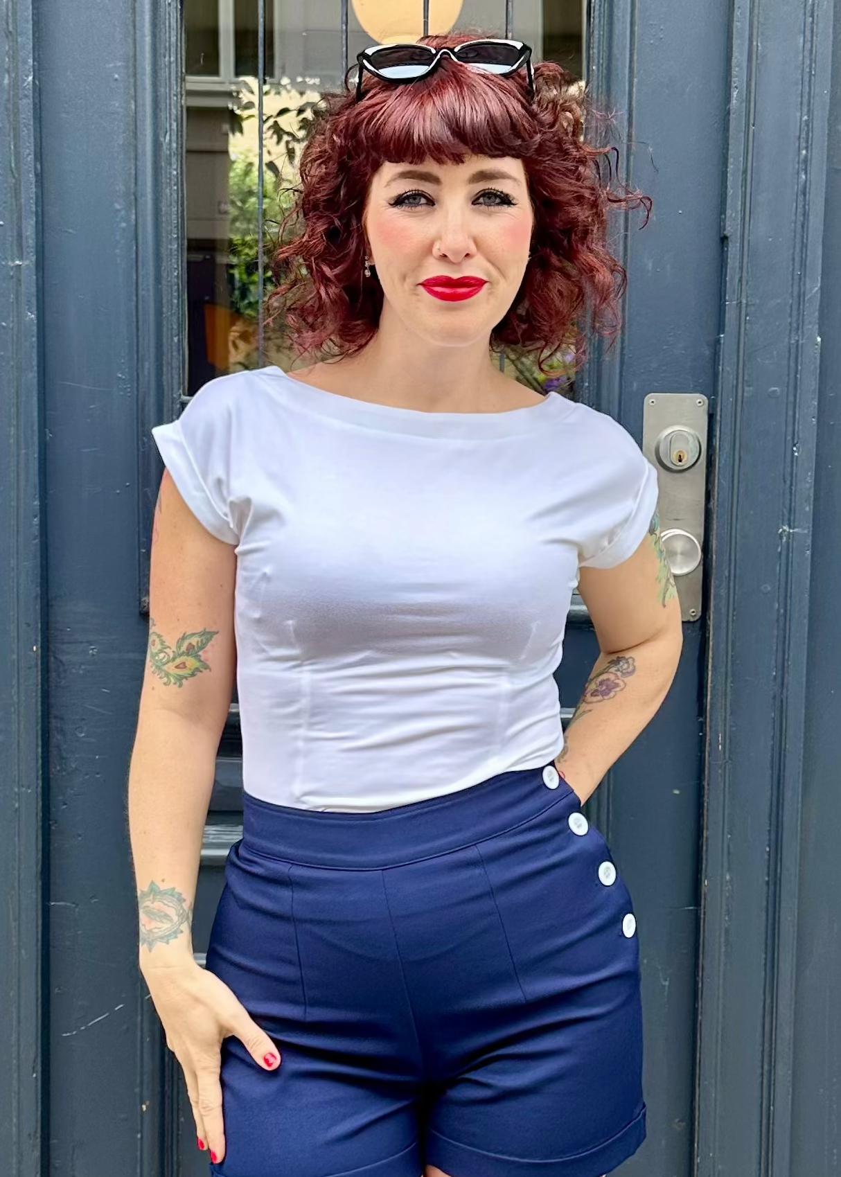 Højtaljede shorts i Navy blå Shorts Daisy Dapper