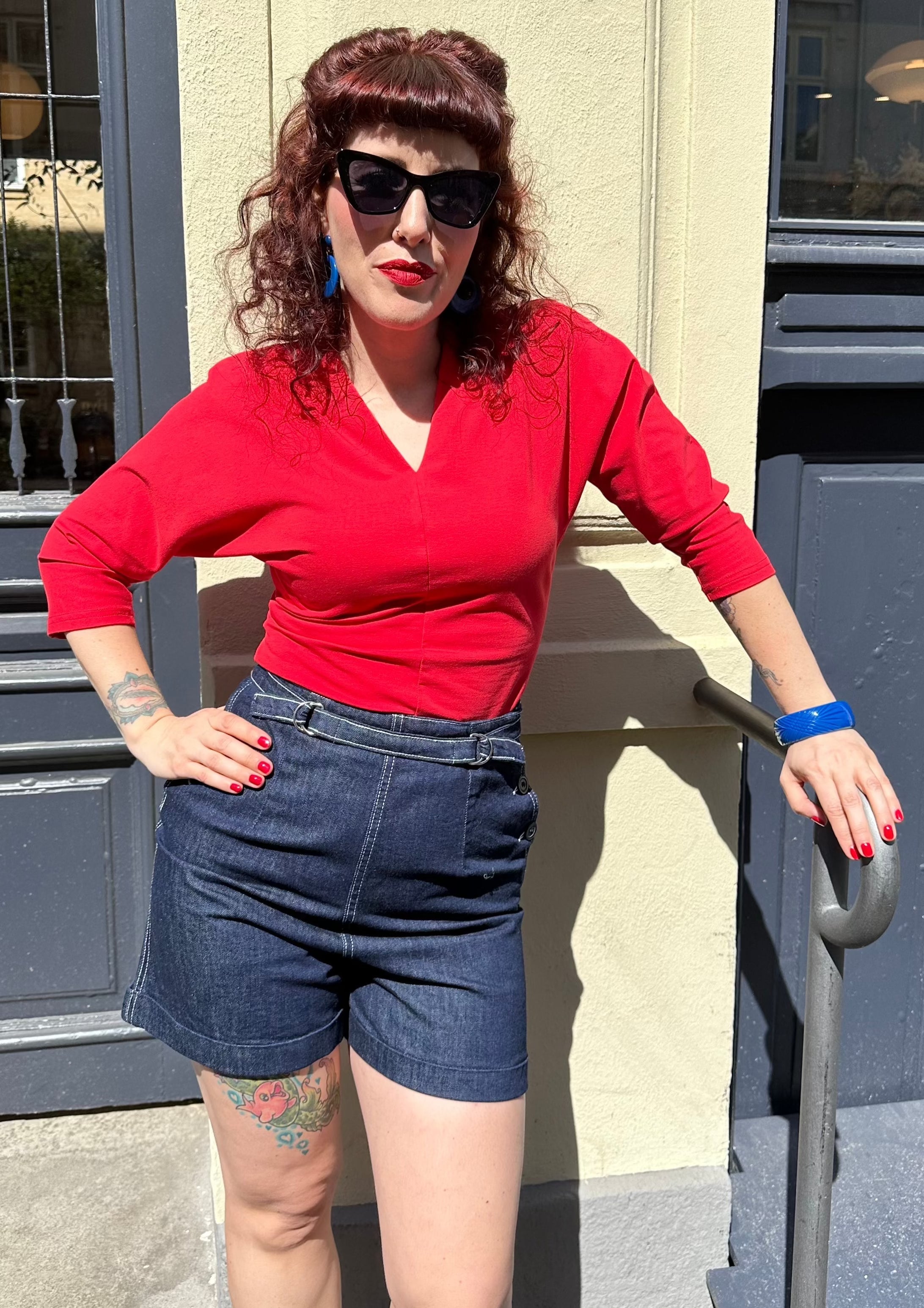 Højtaljede shorts i vintage stils denim Freddies Of Pinewood