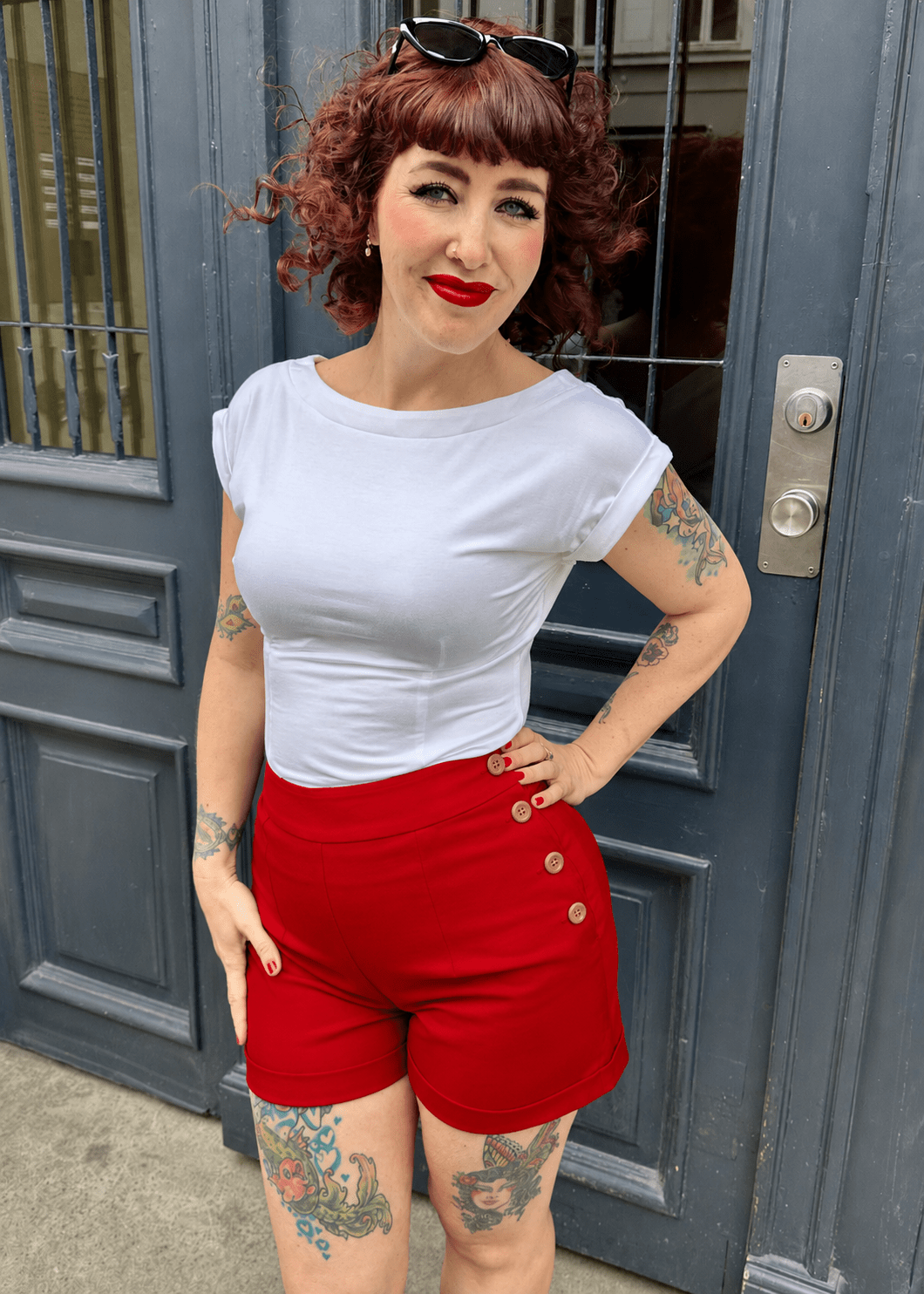 Højtaljede shorts - rød Shorts Daisy Dapper