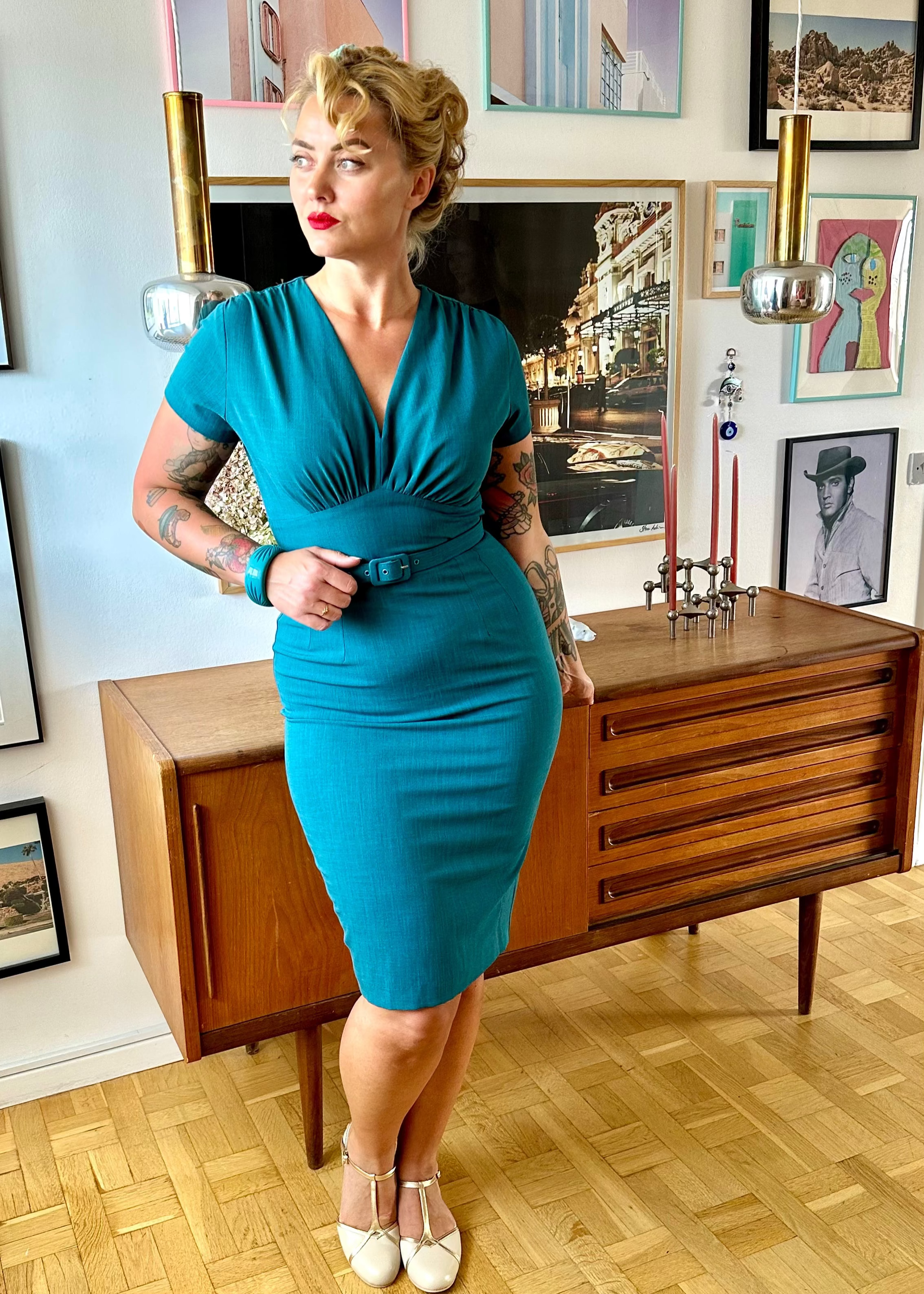 Holly pencilkjole i teal blå Kjoler Daisy Dapper