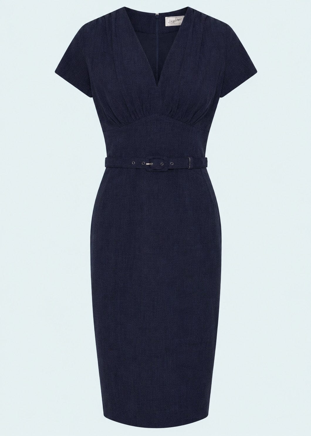 Holly pencilkjole - navy linen look pencil kjole Daisy Dapper