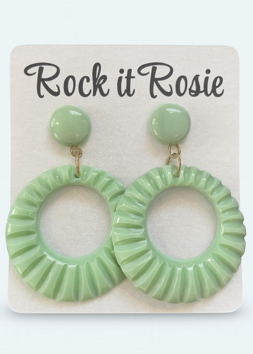 Hoop øreringe med mønster i 1950'er stil i pastel grøn Accessories Rock It Rosie