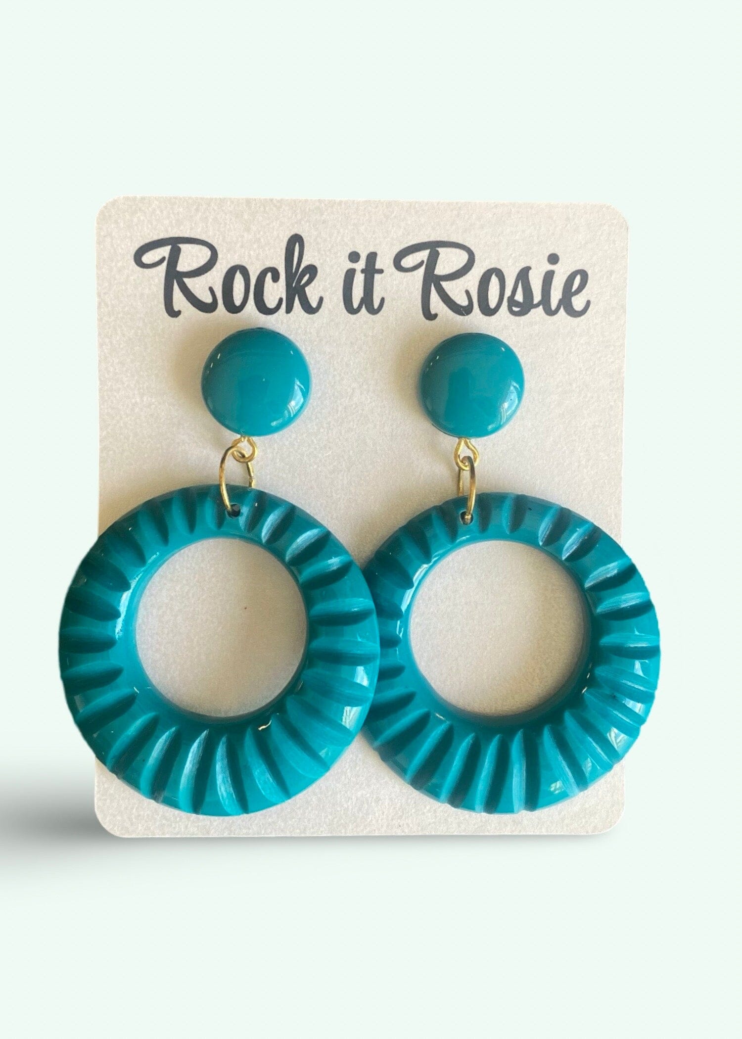 Hoop øreringe med mønster i 1950'er stil i turkis Accessories Mondo Kaos