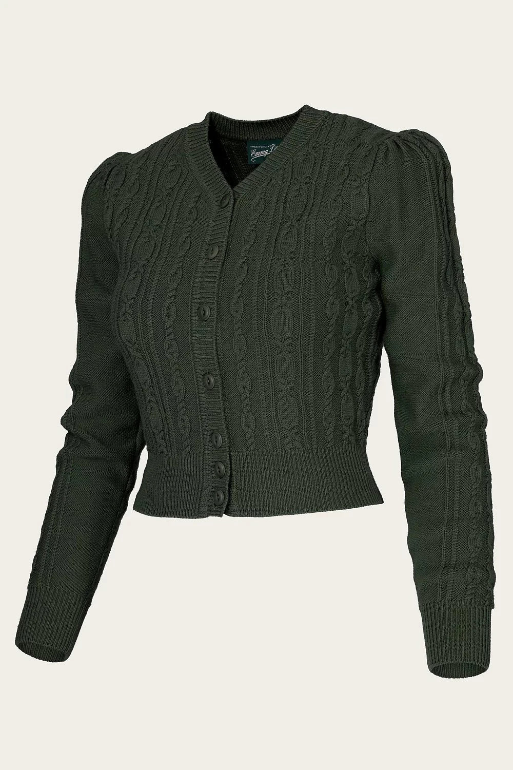 Ice Skater Cardigan i pine green merinould cardigan Emmy Design