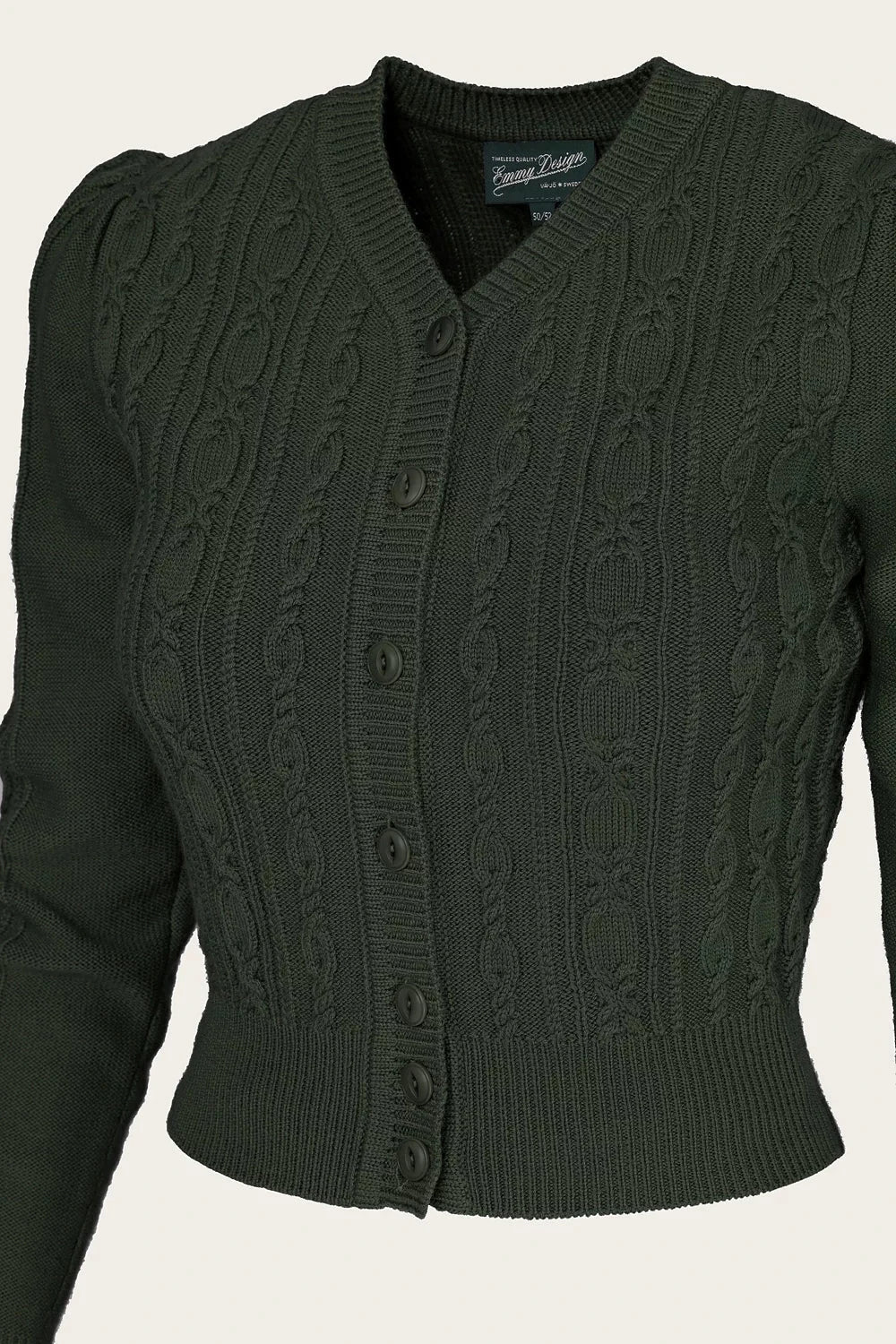 Ice Skater Cardigan i pine green merinould cardigan Emmy Design