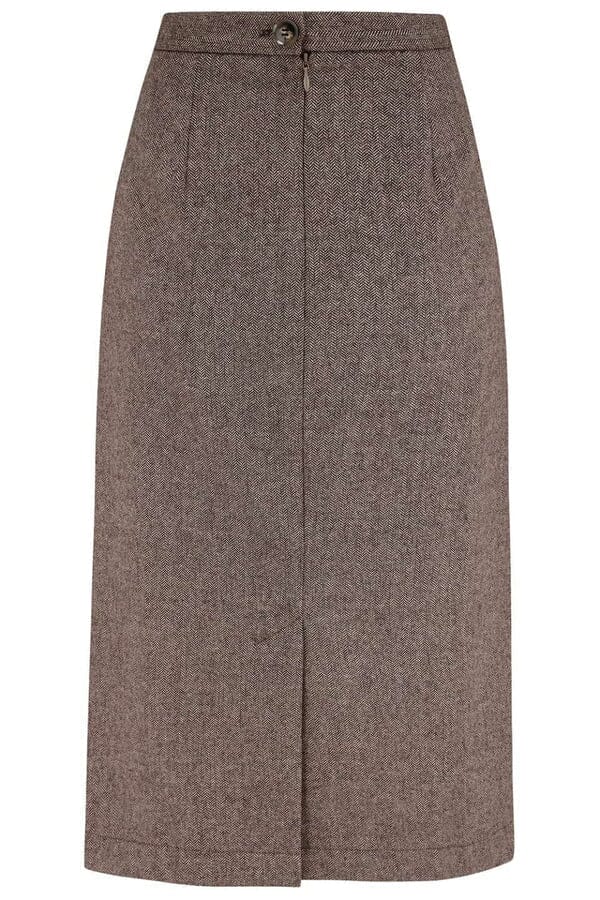 Ingrid pencilnederdel i brun sildebensmønster nederdel Weekend Doll