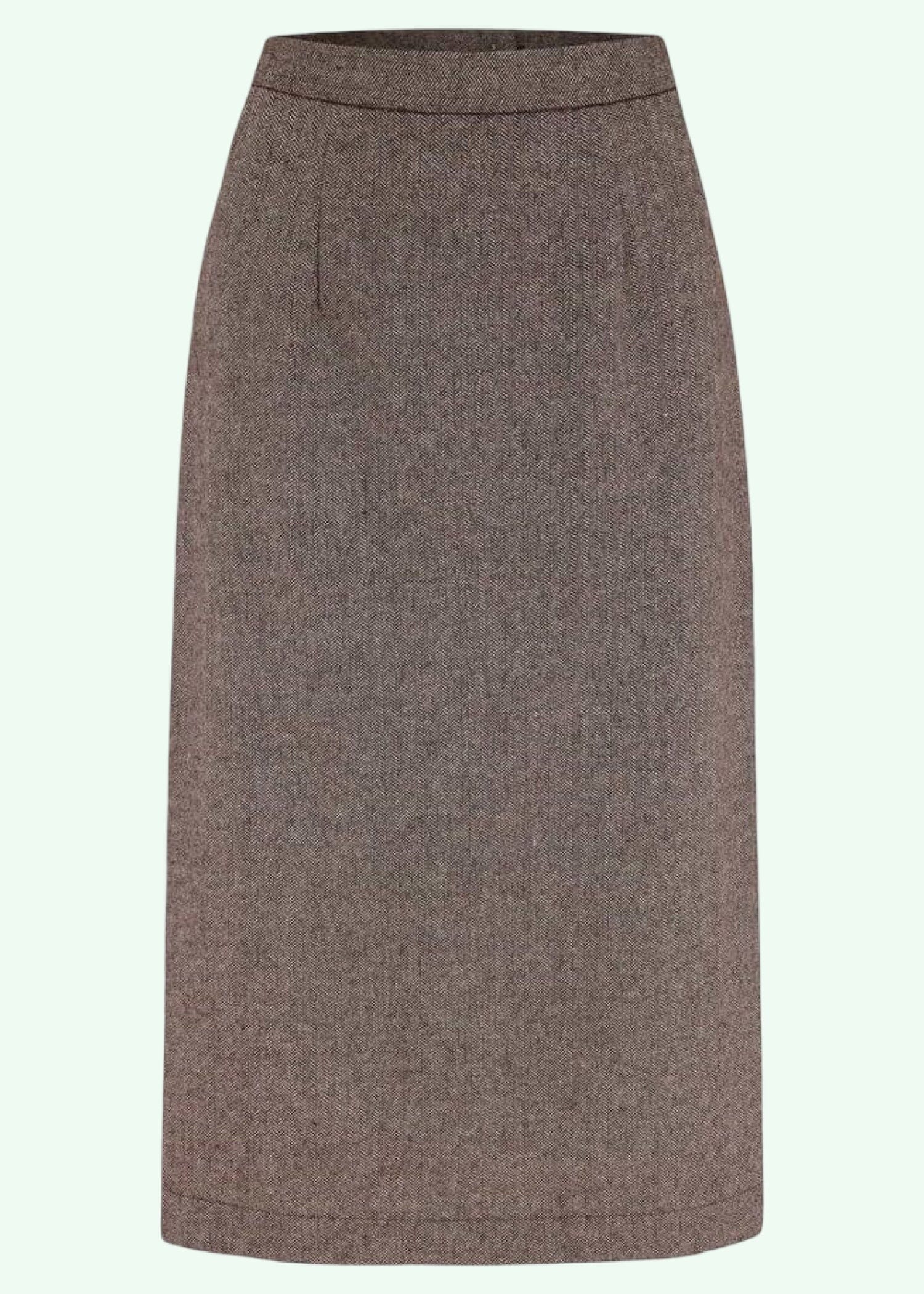 Ingrid pencilnederdel i brun uldbanding nederdel Weekend Doll