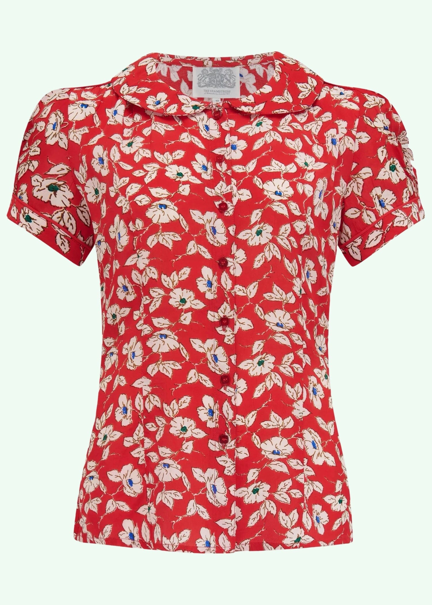 Jive skjorte med rund krave i Pancy Print kortærmet skjorte Seamstress Of Bloomsbury