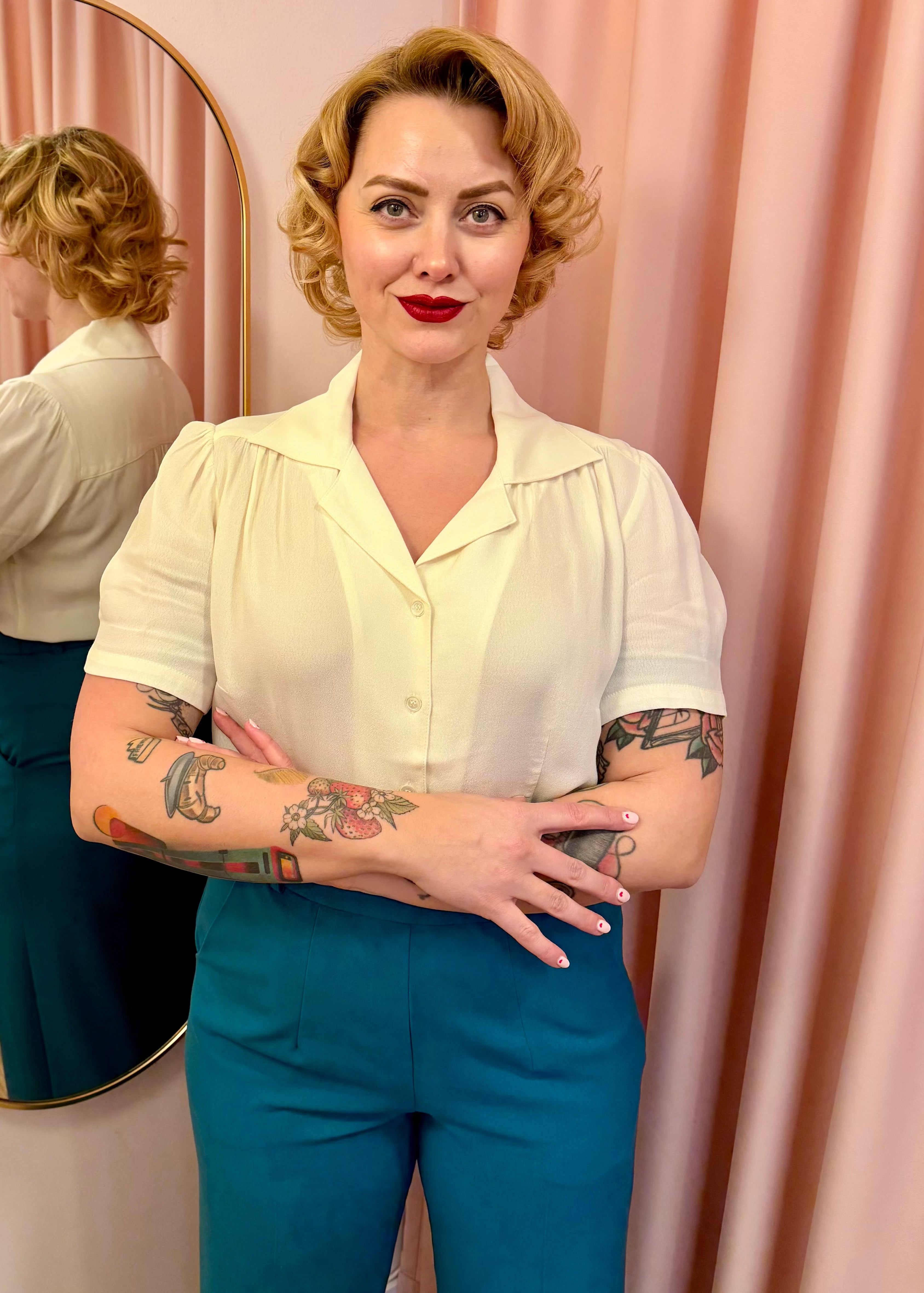 Klassiske højtaljede bukser - teal bukser Weekend Doll