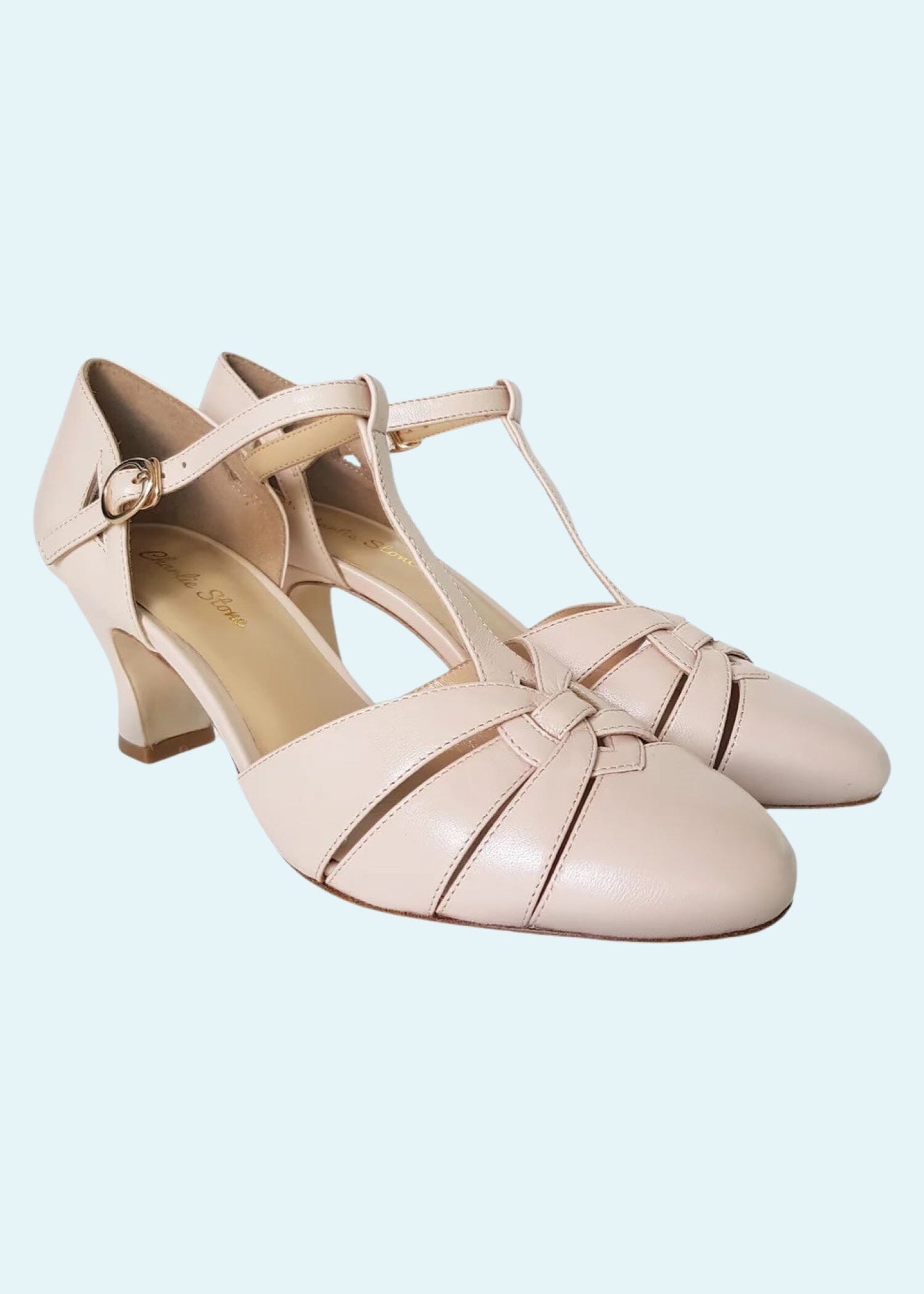 'Luxe Montpellier' T-rem sko i creme hvid sko Charlie Stone