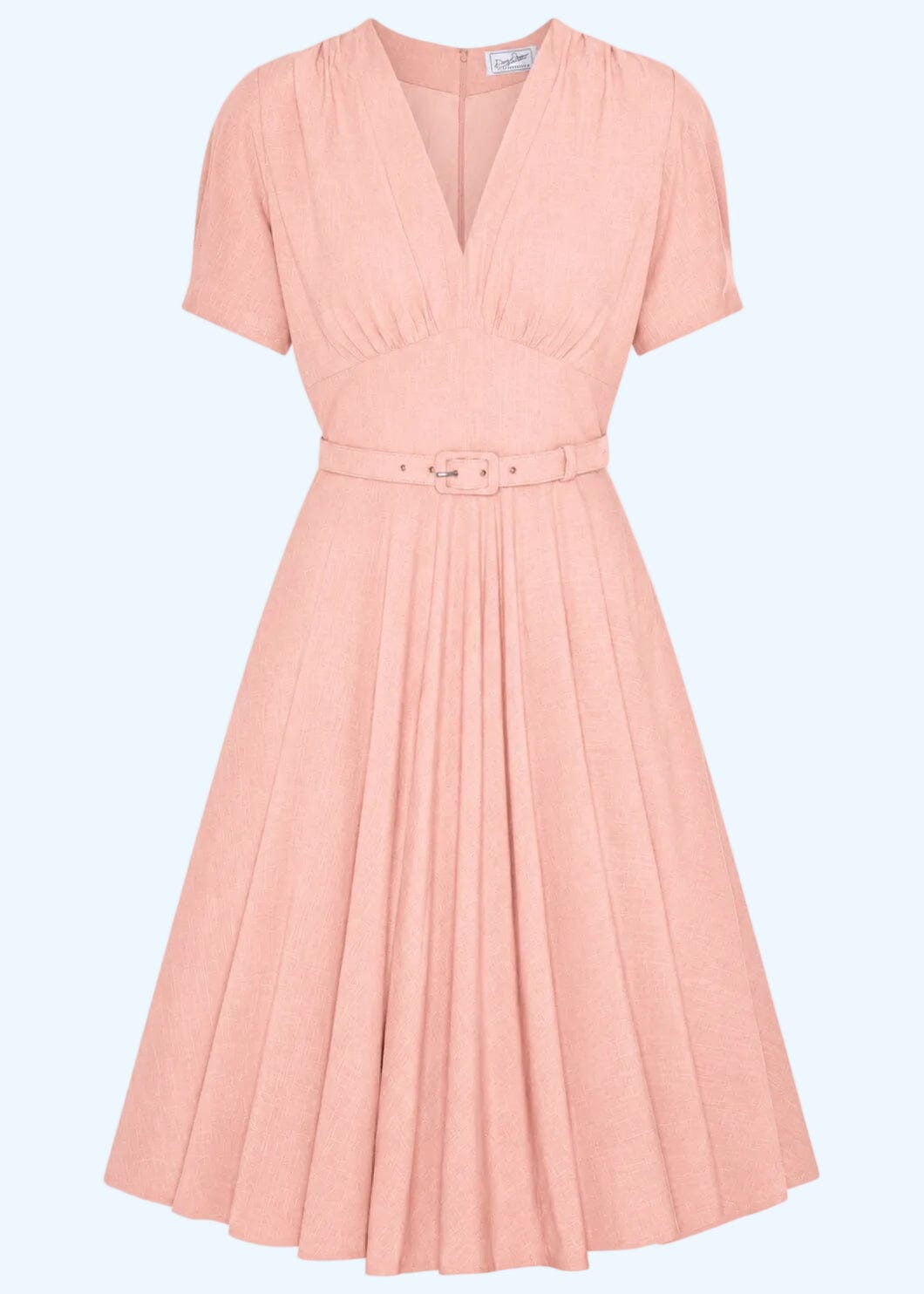 Marilyn Short Sleeve Swing Dress in Pink from Daisy Dapper