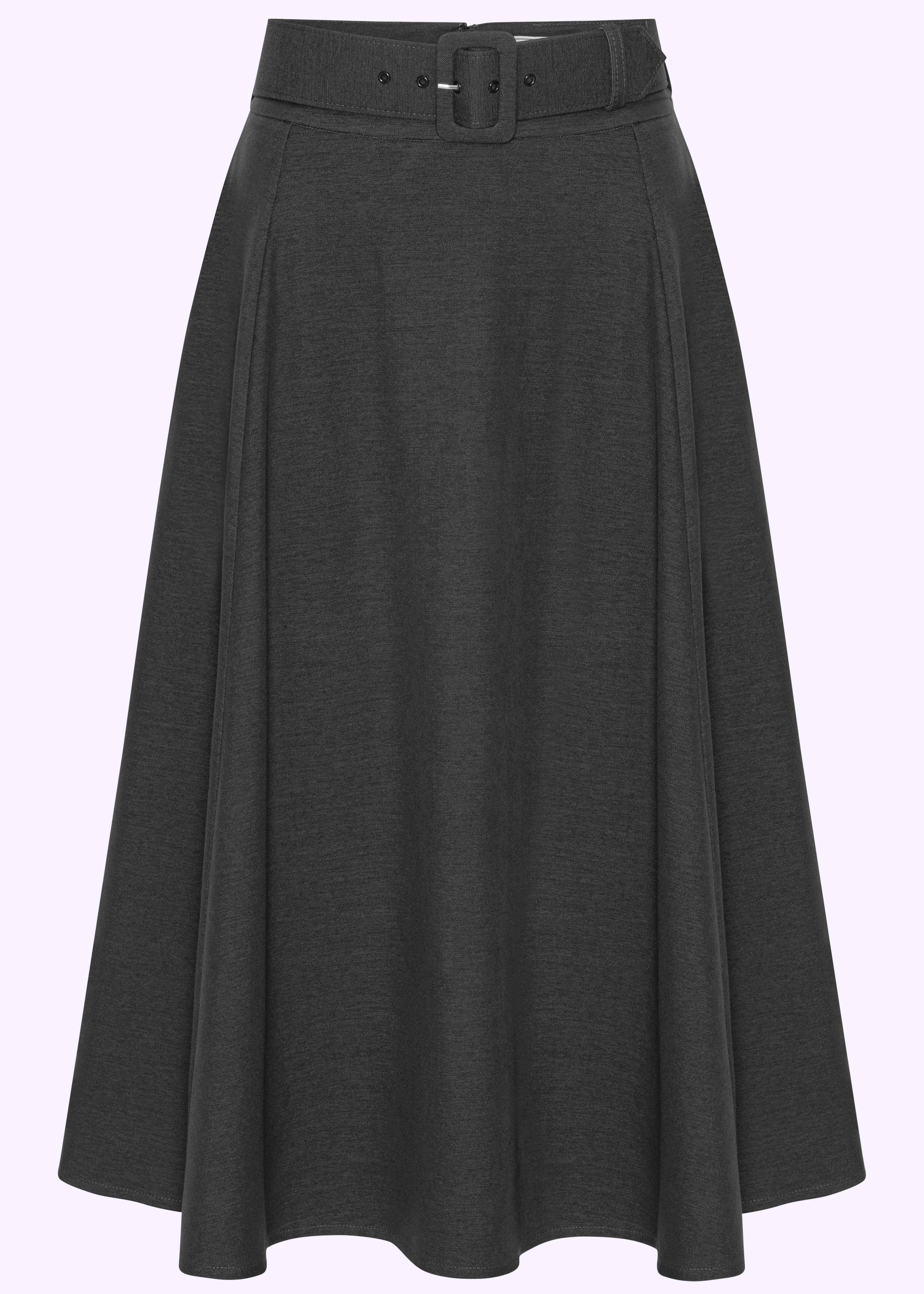 Midi skirt med bælte i sort denim-look Nederdel Daisy Dapper