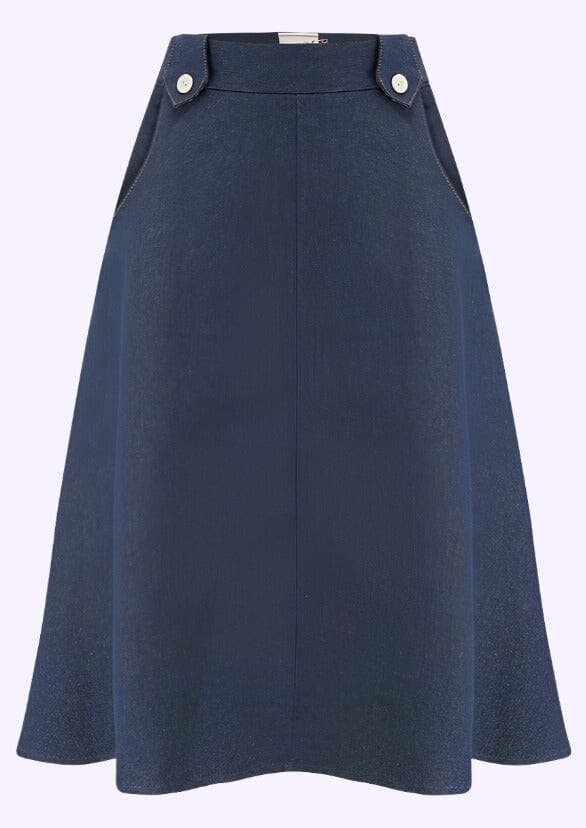Monroe A-line nederdel i indigo blå denim aline nederdel Weekend Doll