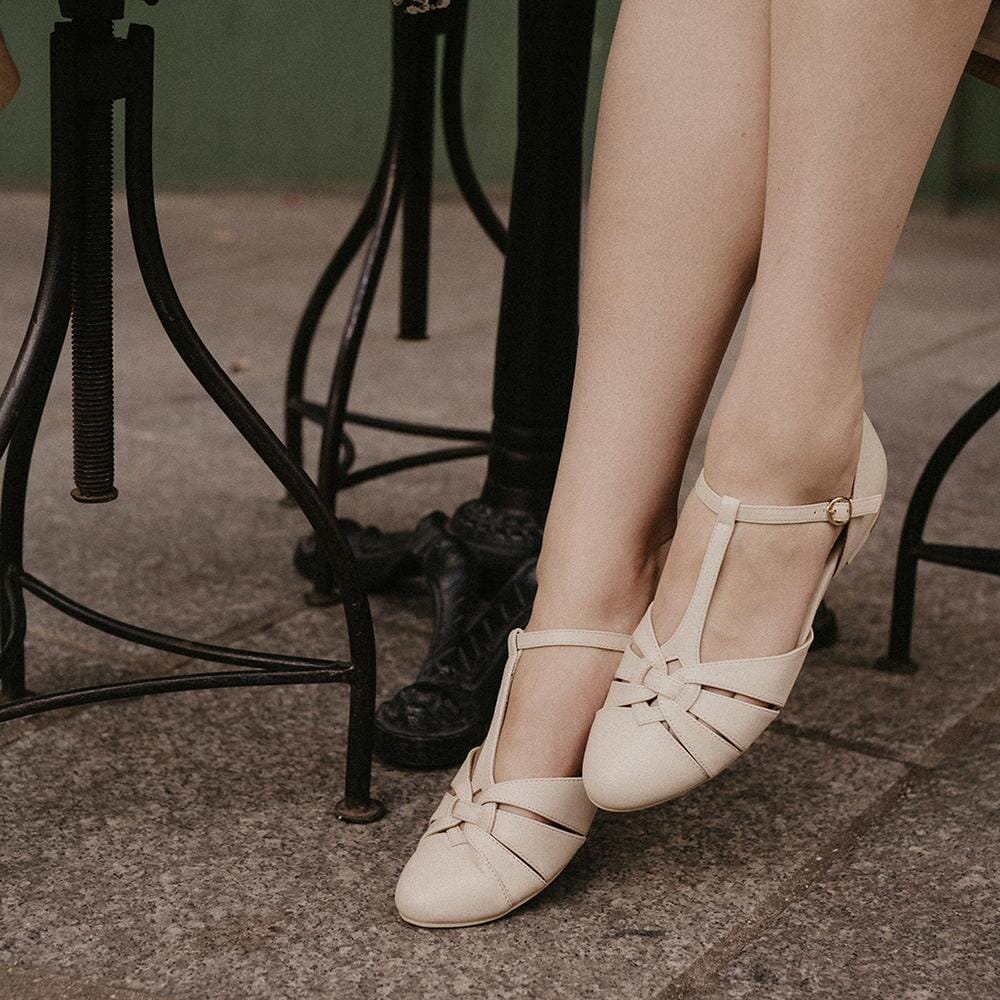 Montpellier cream hvid flad sko sko Charlie Stone